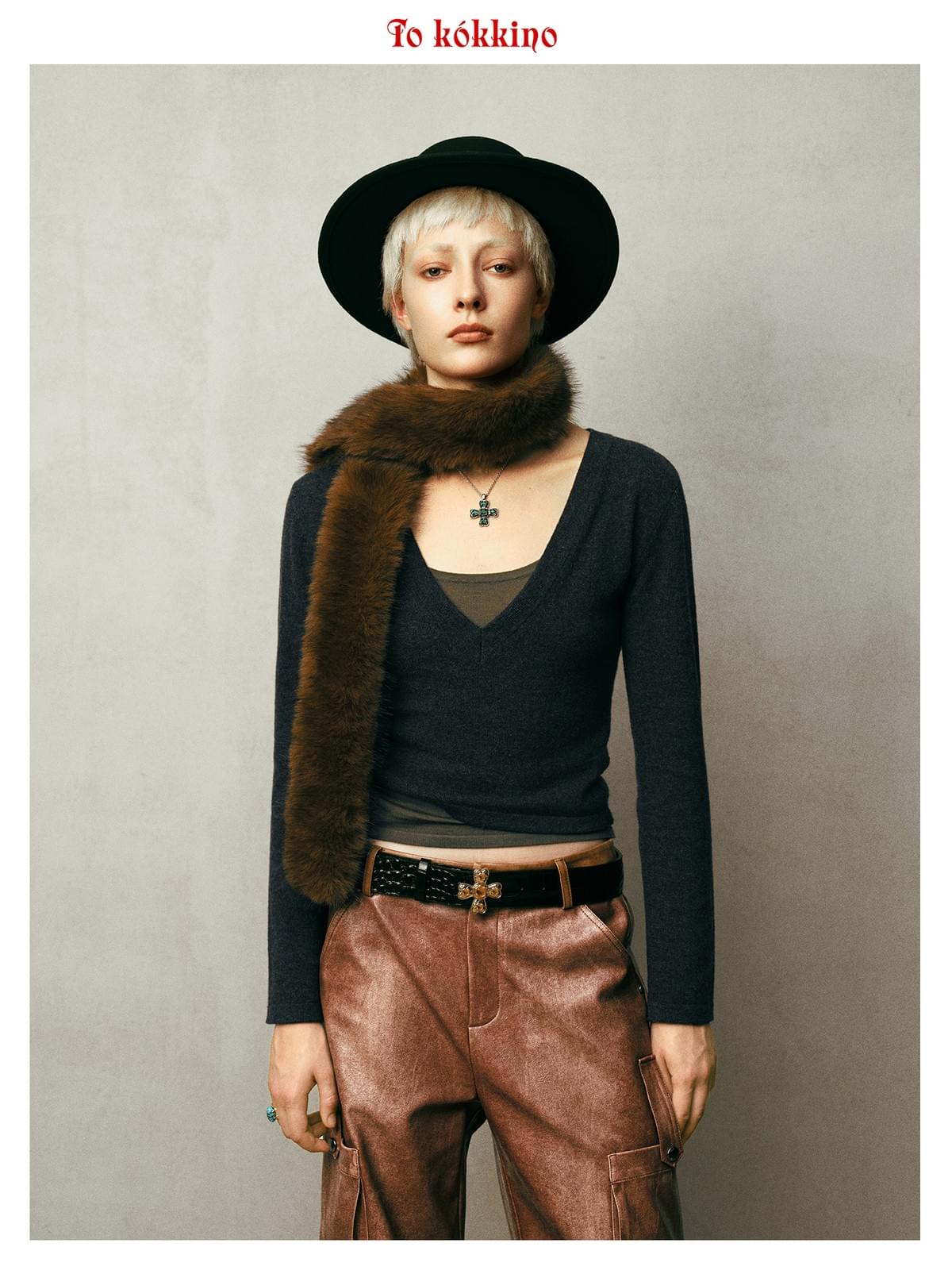 tokokkino* Fox Fur Long Scarf