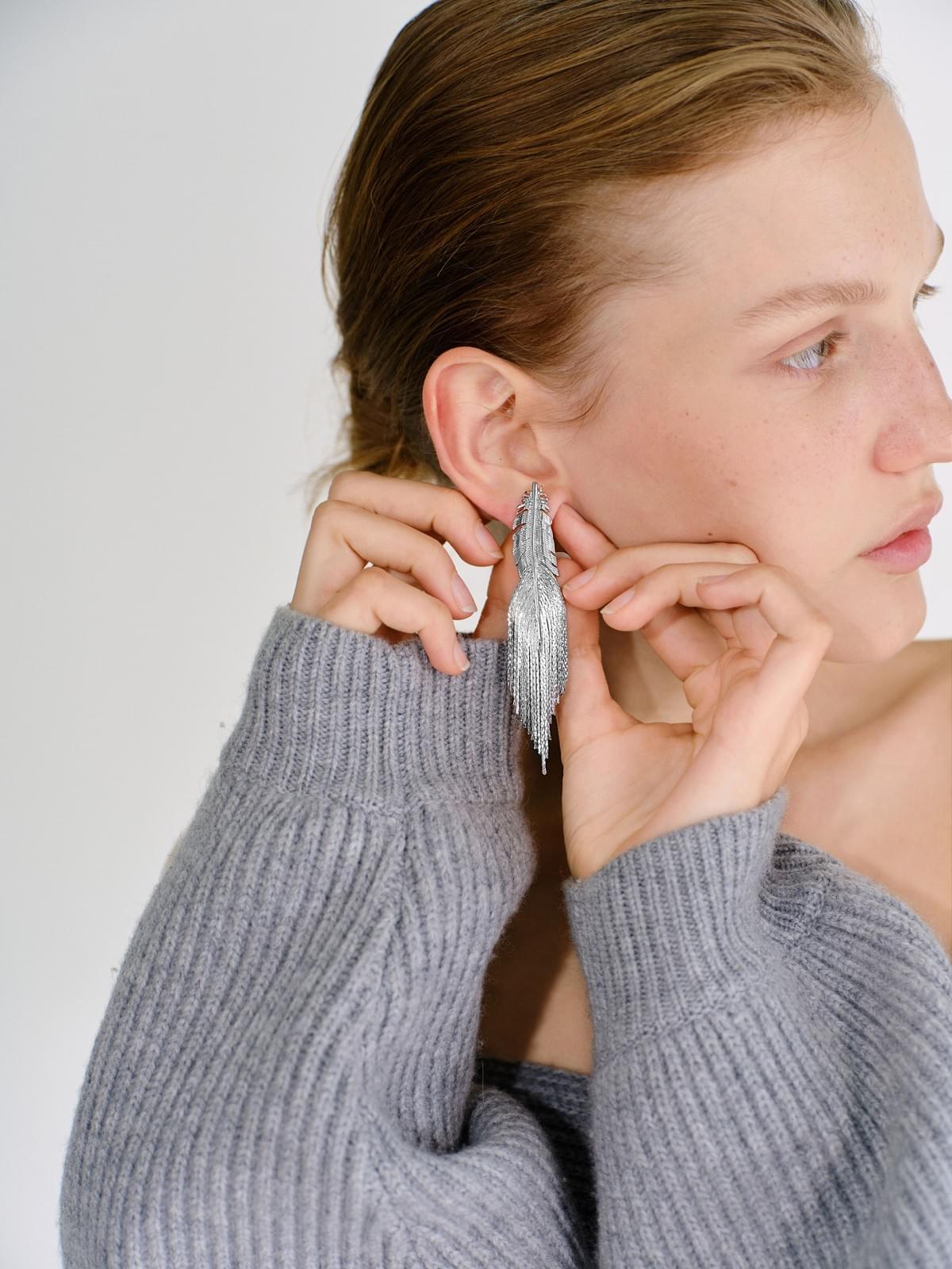 羽毛流苏耳钉 Drop Earring