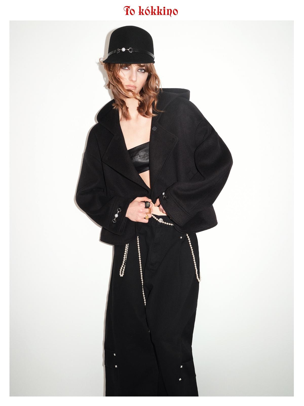 tokokkino*「Nocturnal Ode」 Black Tweed Cape Coat