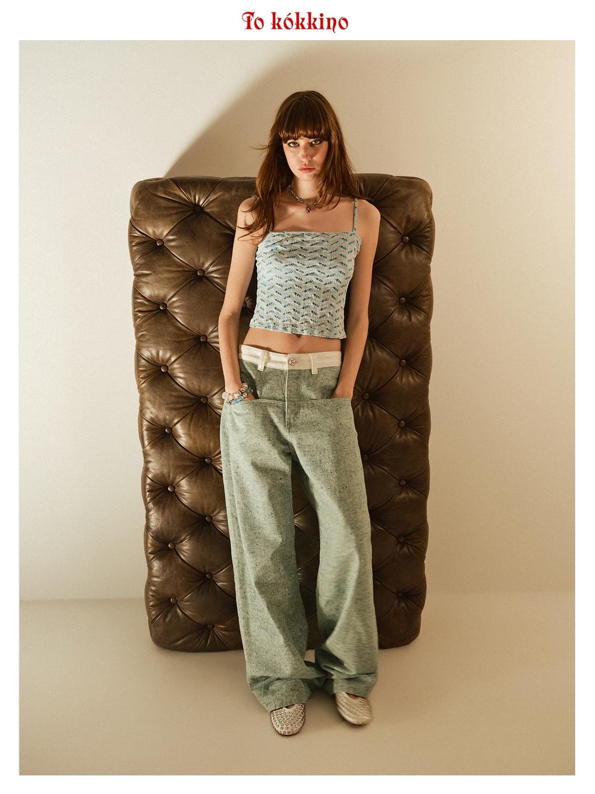 tokokkino「Twin Waves」Blue Strapless Vest * Imported from Japan
