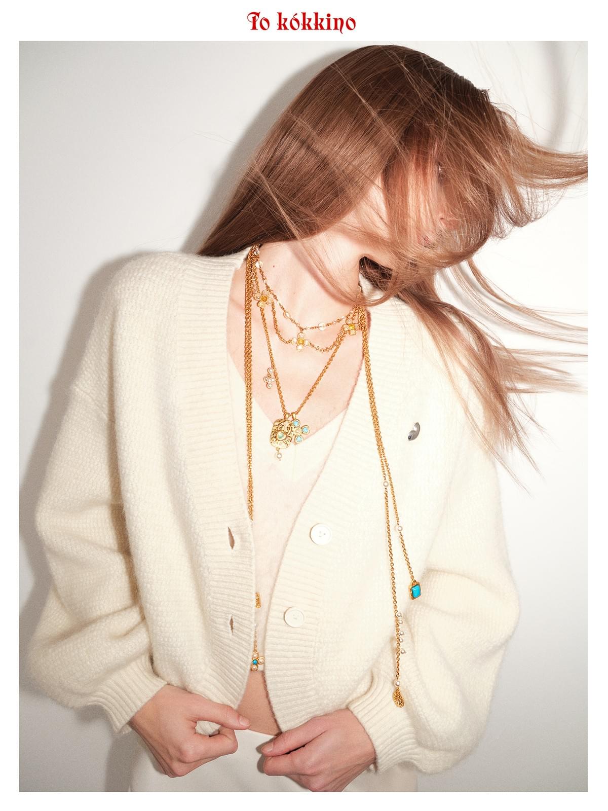 tokokkino*「Orbit」Baroque-style Gemstone Short Necklace