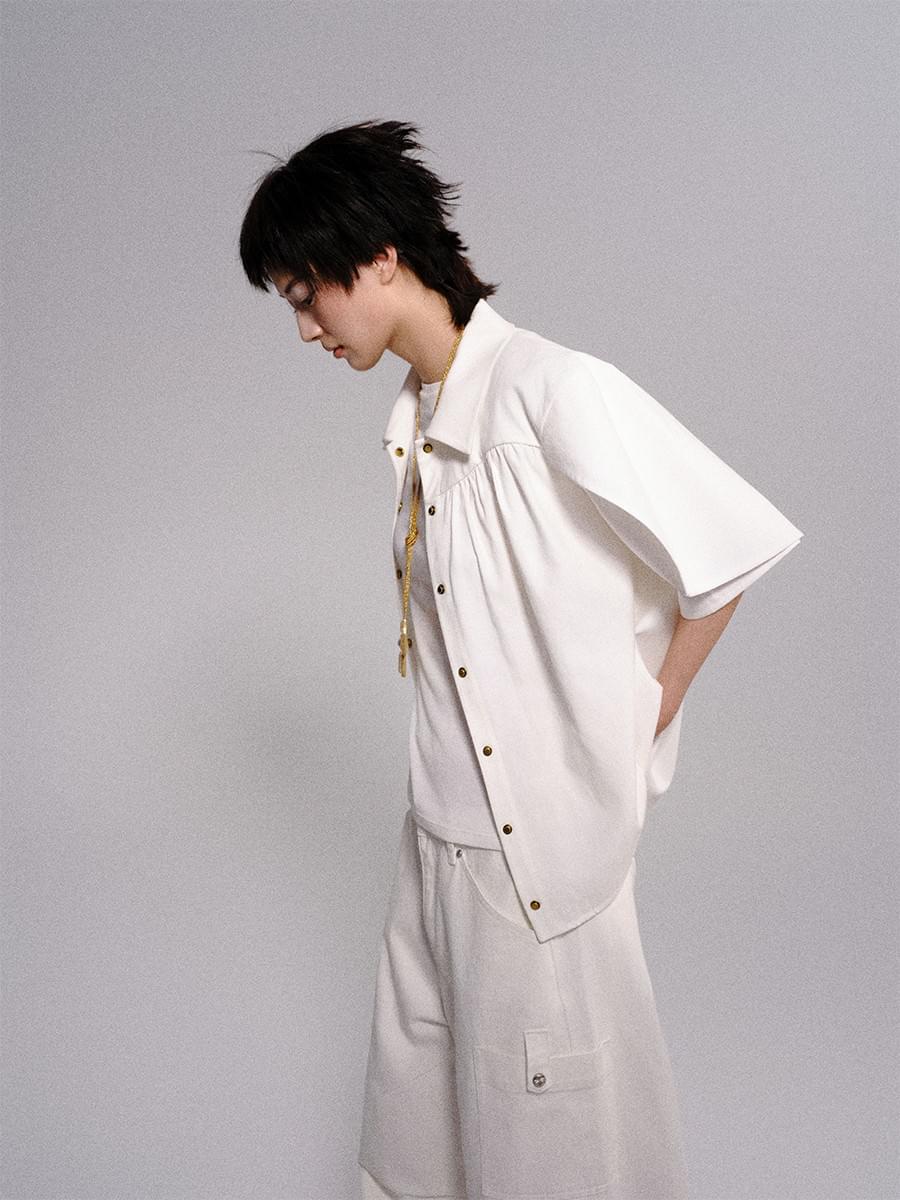 TOKOKKINO* Double - Layer Small Cloak Shirt
