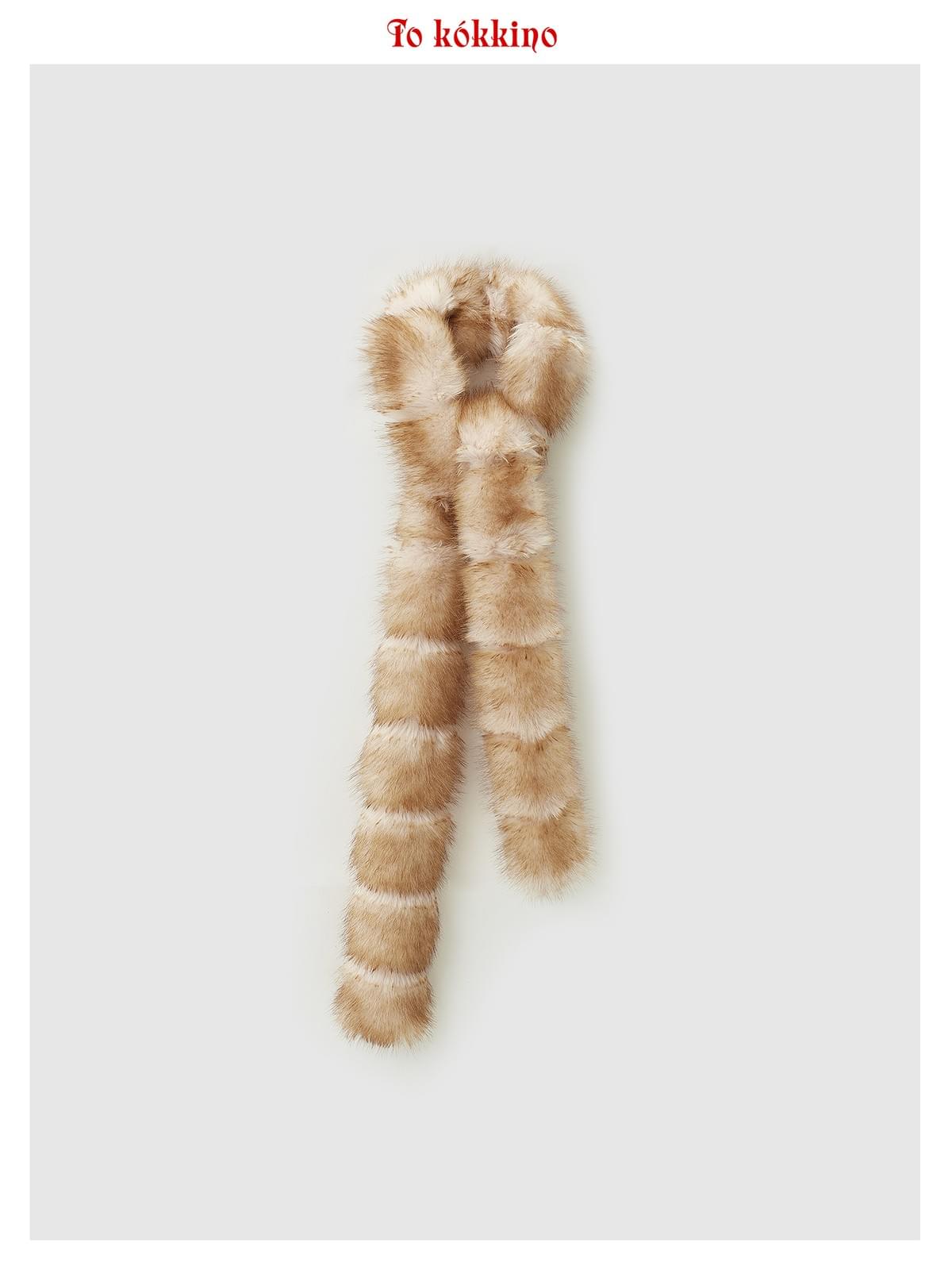 tokokkino*「Pink Brown Grain」Gradient Pink-Brown Eco-Friendly Faux Fox Fur Long Scarf