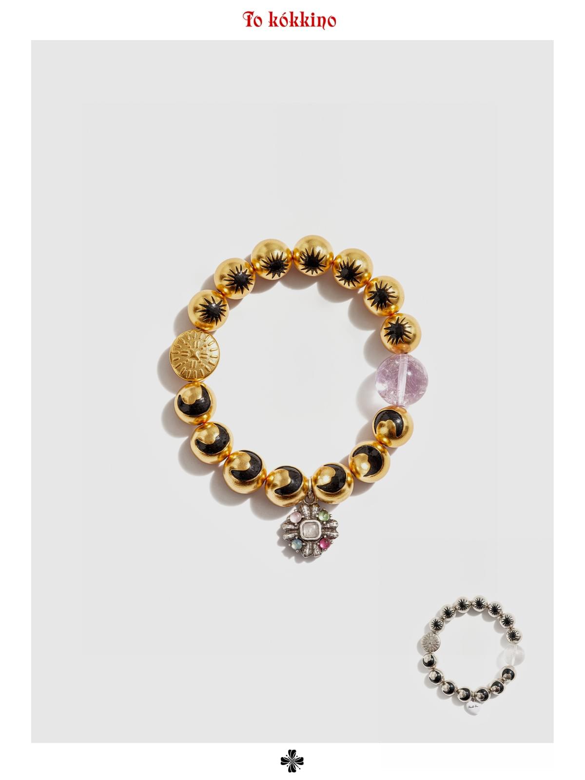 tokokkino 'Light and Shadow Tracks' 'Burning' Crystal 925 Silver Totem Bracelet *Eternal Series