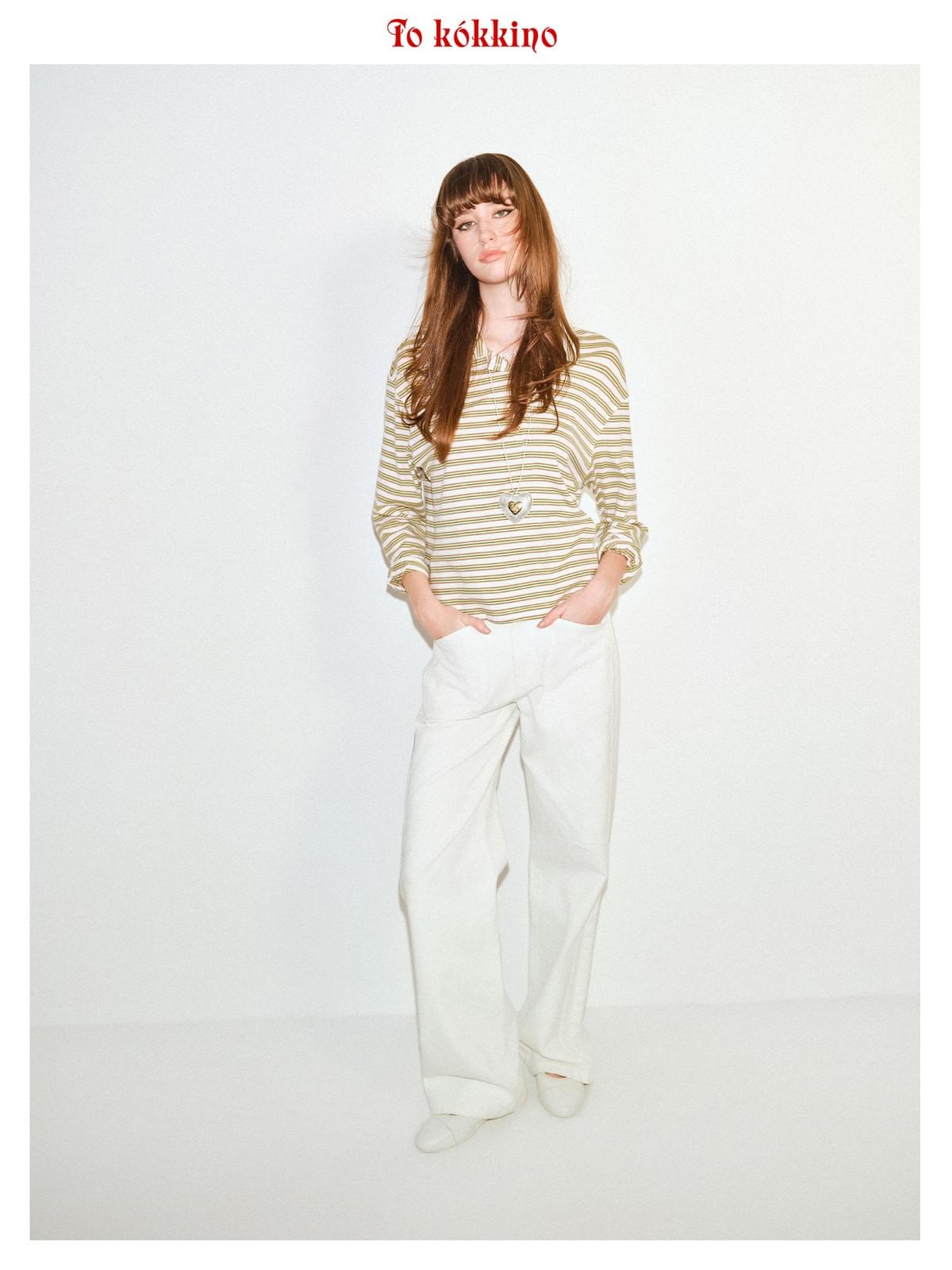 tokokkino「Daytime Drift」White Cotton Mid Rise 026 Straight Leg Pants