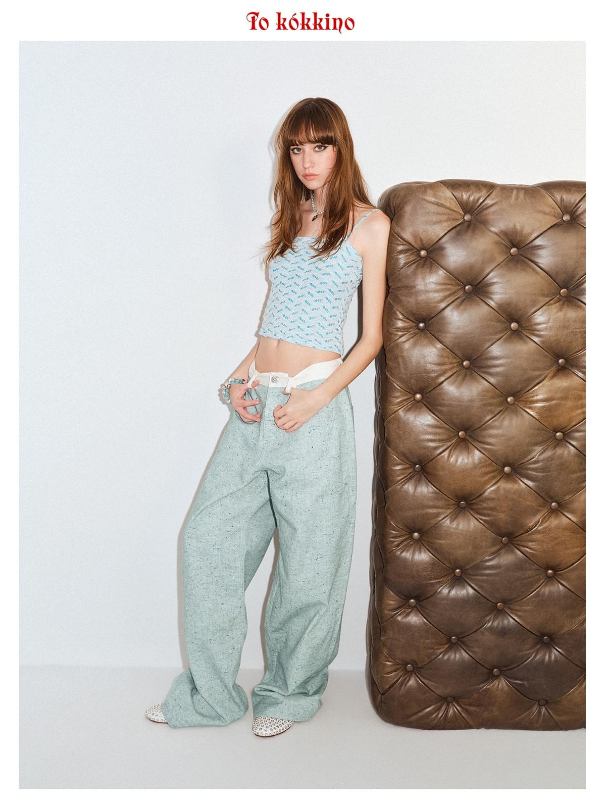 tokokkino「Twin Waves」Blue Strapless Vest * Imported from Japan