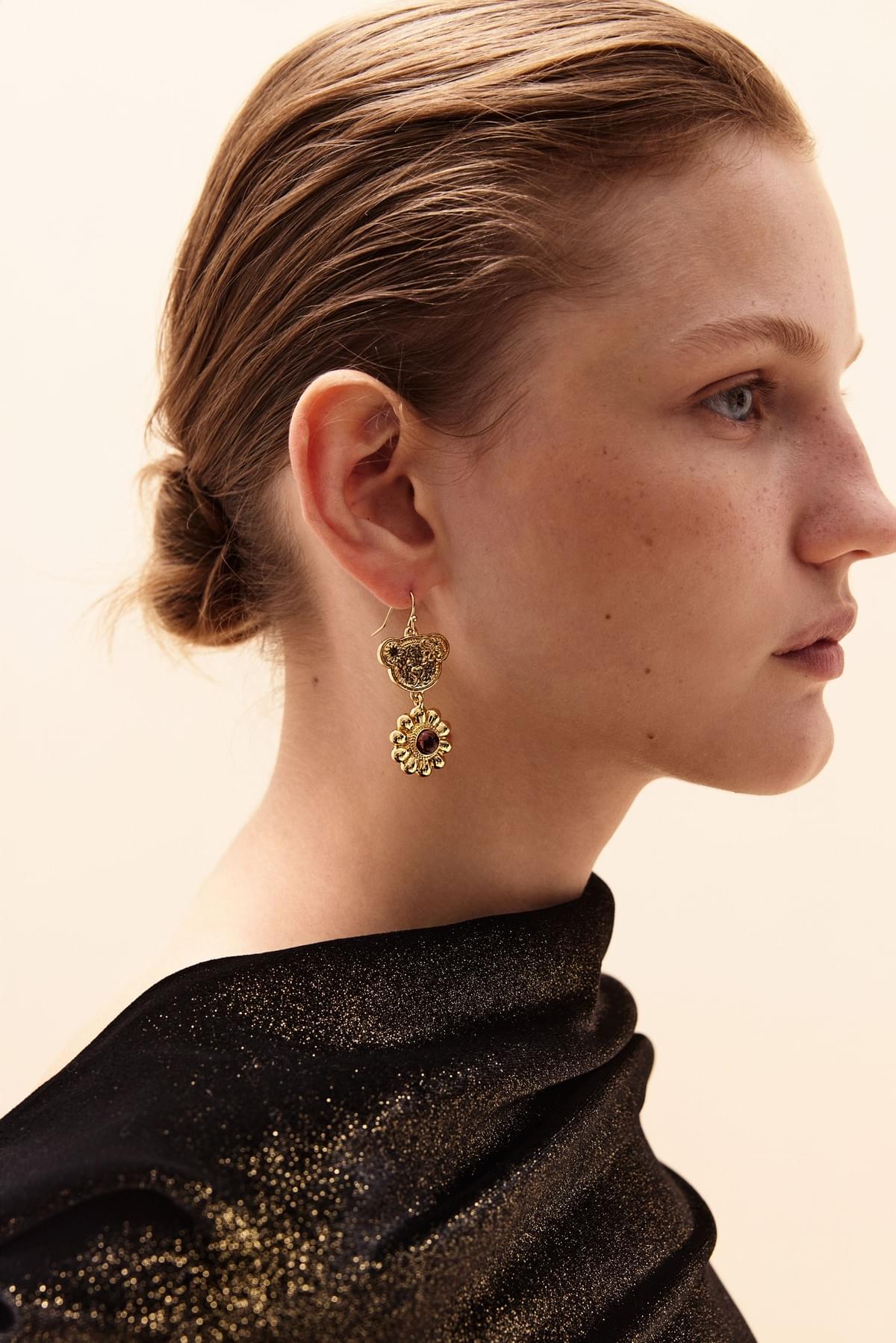 小熊花耳环Drop Earring