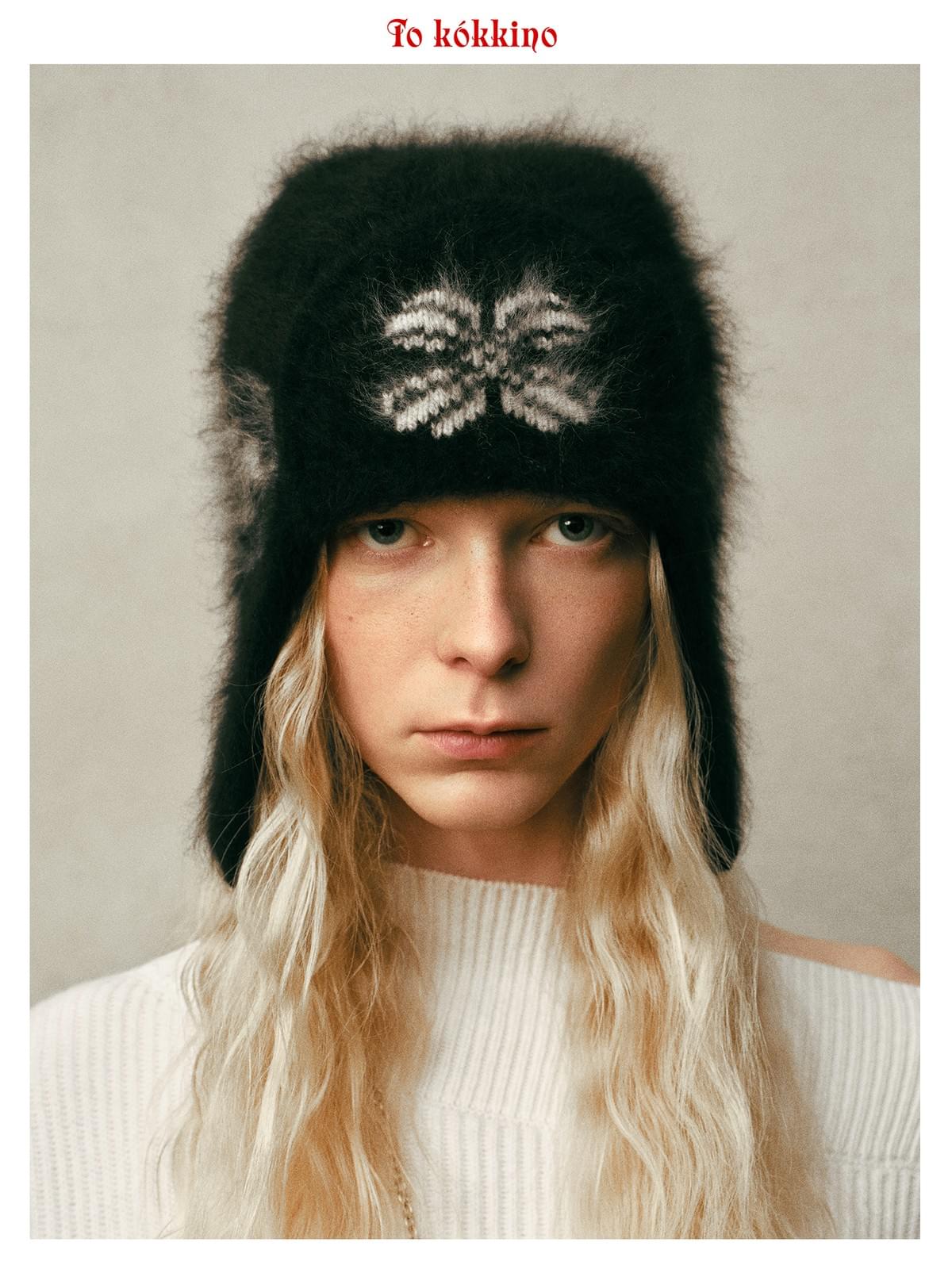 tokokkino* Cashmere 3D Heart Metal Knitted Hat *Super Grade-A Cashmere*