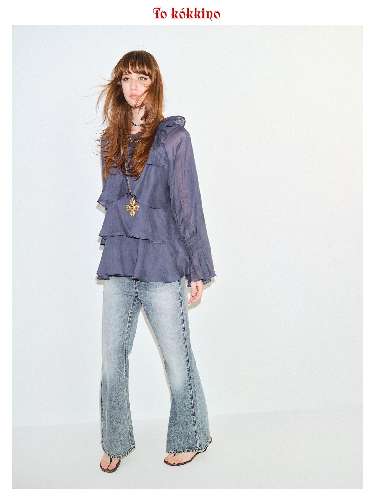 tokokkino「Flowing Bones」Ruffled Hem Ramie Top