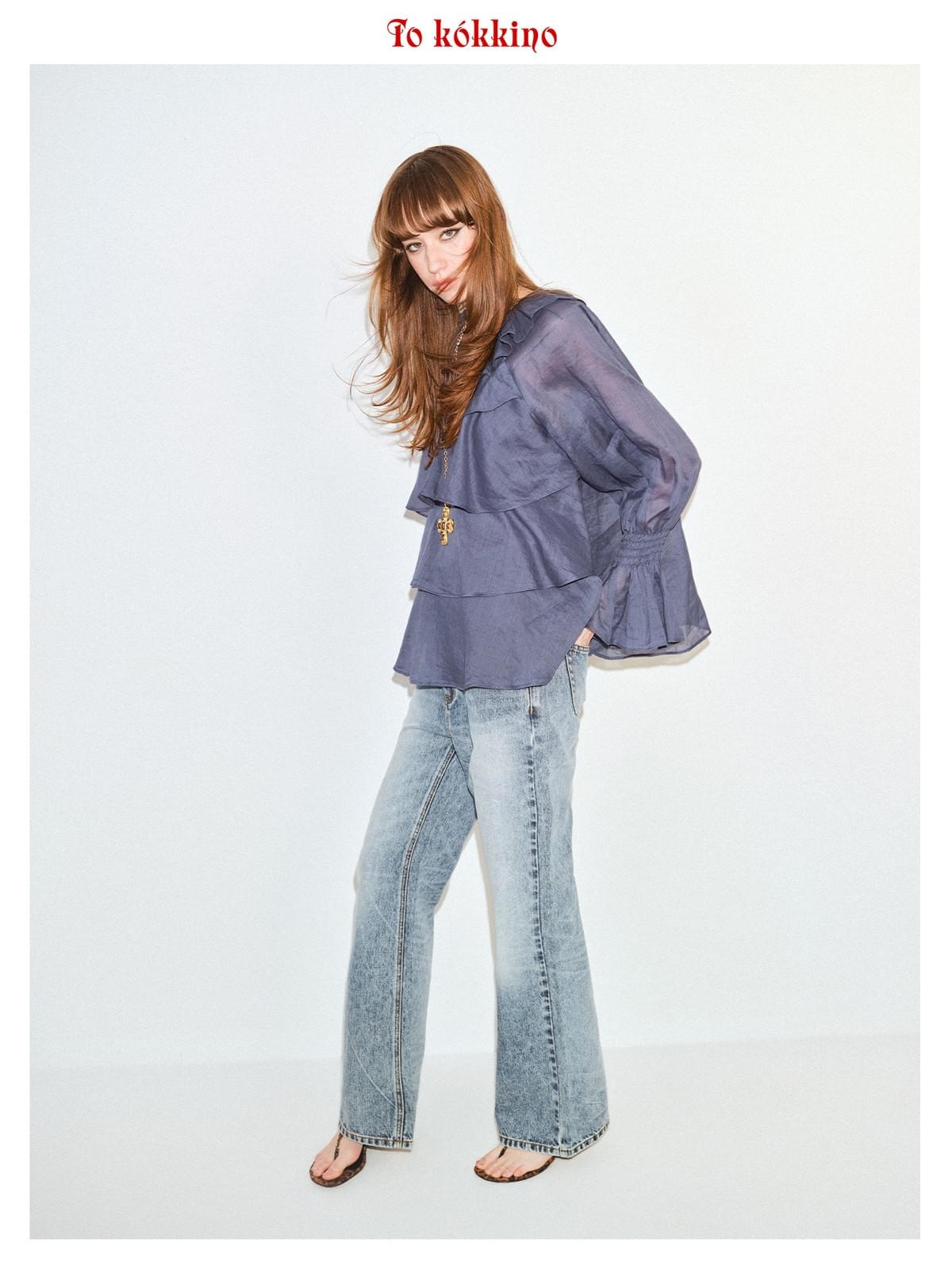 tokokkino「Flowing Bones」Ruffled Hem Ramie Top