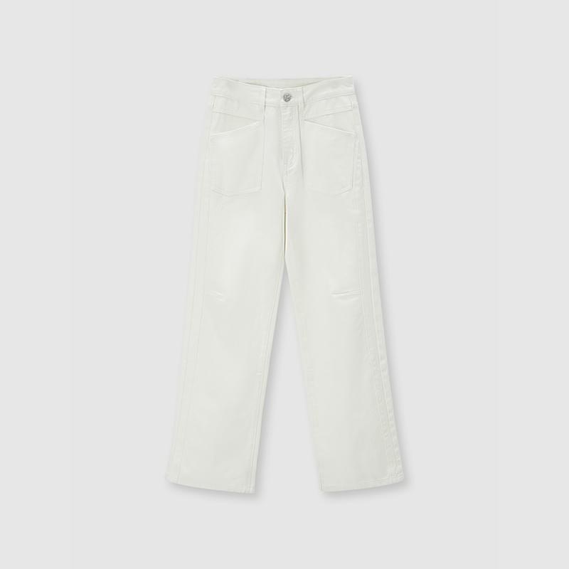 tokokkino「Daytime Drift」White Cotton Mid Rise 026 Straight Leg Pants