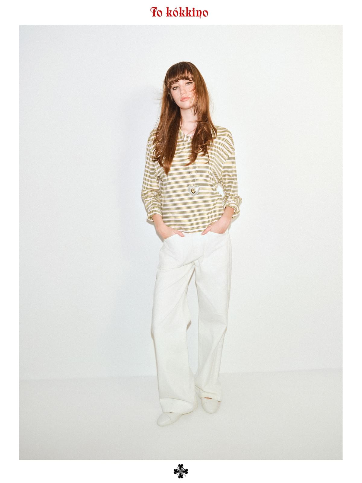 tokokkino「Daytime Drift」White Cotton Mid Rise 026 Straight Leg Pants