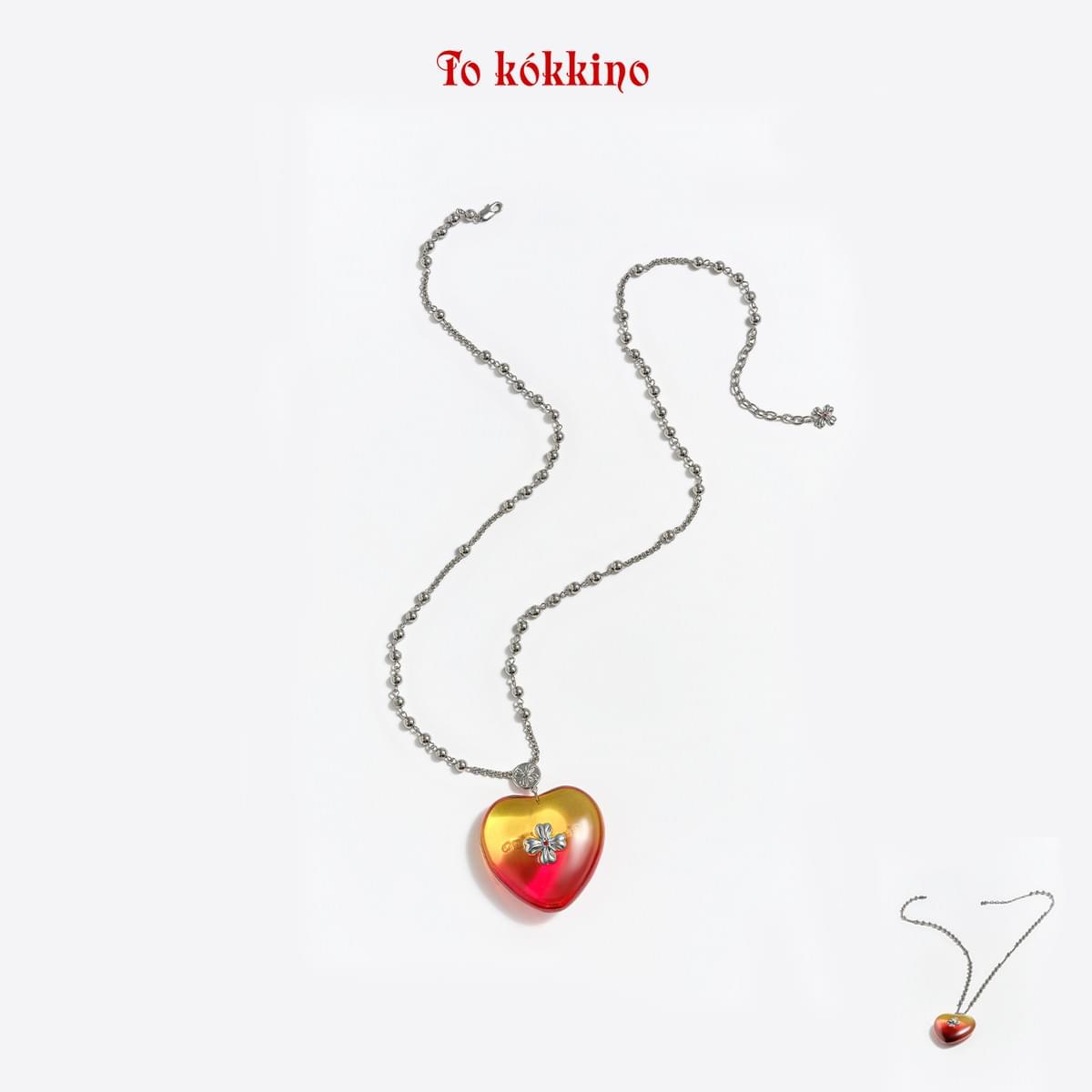 tokokkino* Gradient Resin Heart Bowknot Necklace