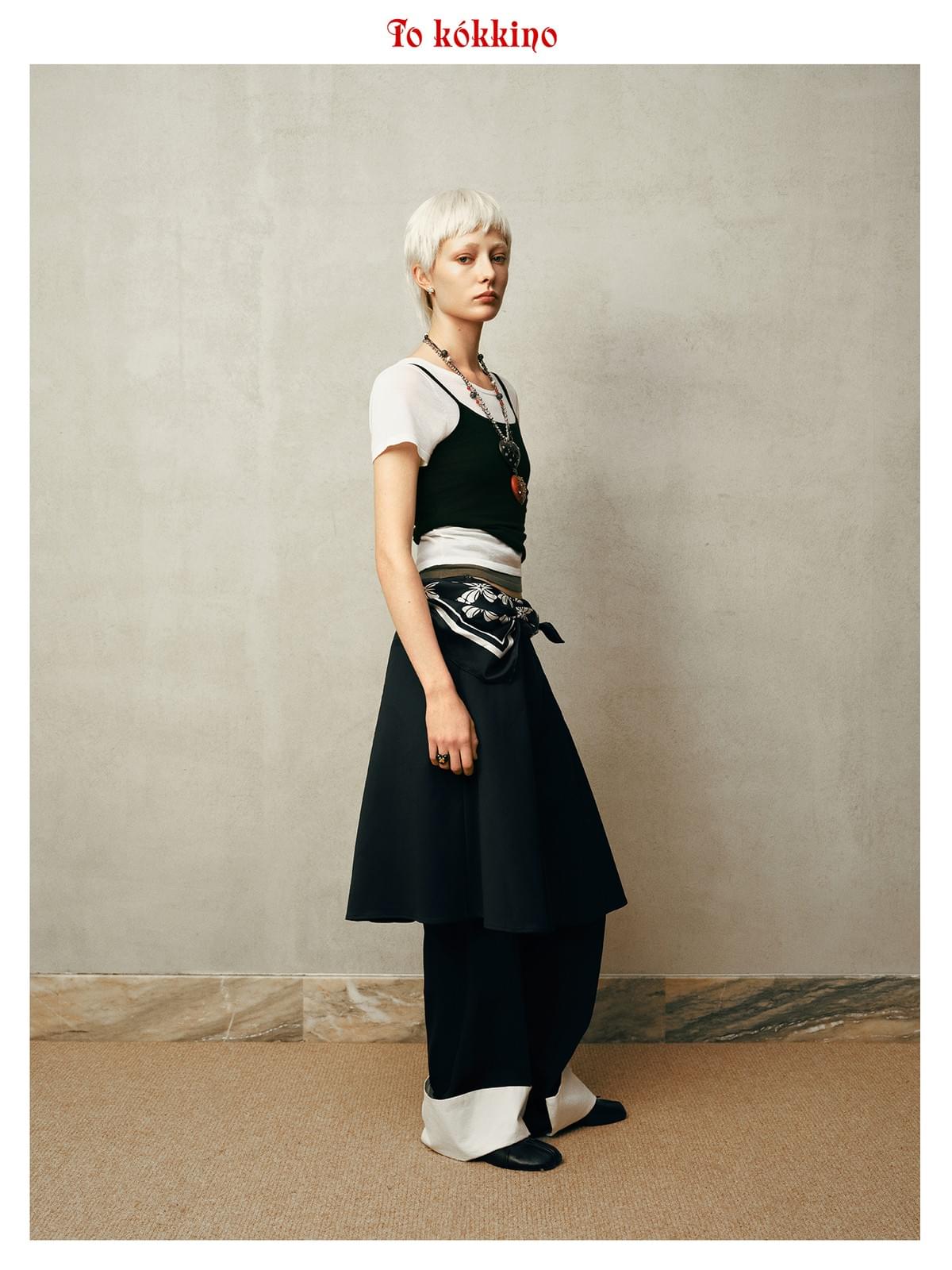 tokokkino* Pleated Paneled Skort Blazer
