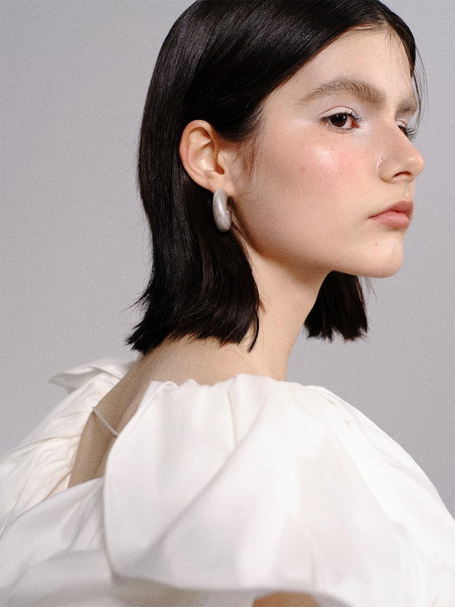 TOKOKKINO* Brushed and Burnished White Earrings