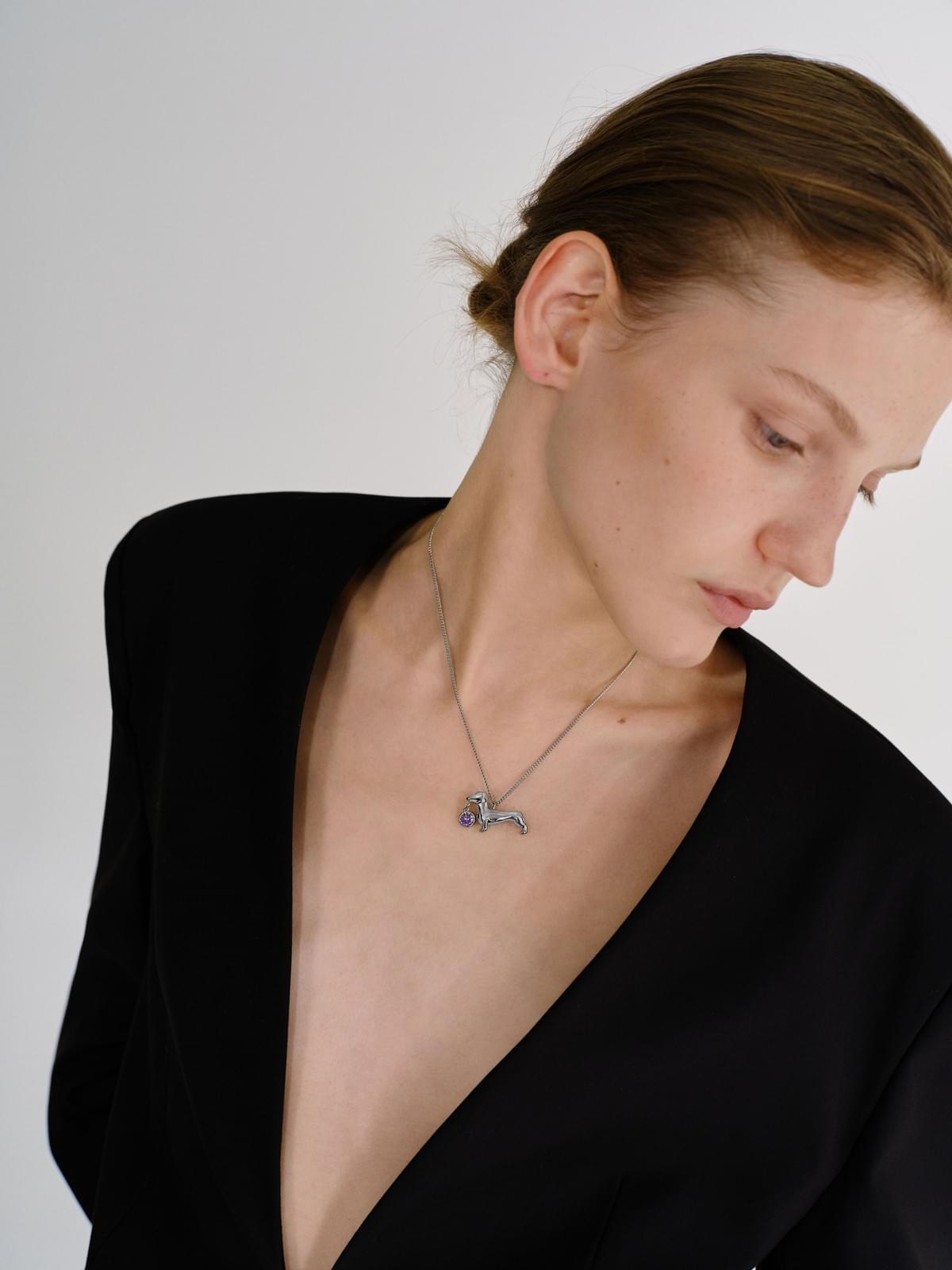 腊肠小狗宝石项链Necklace