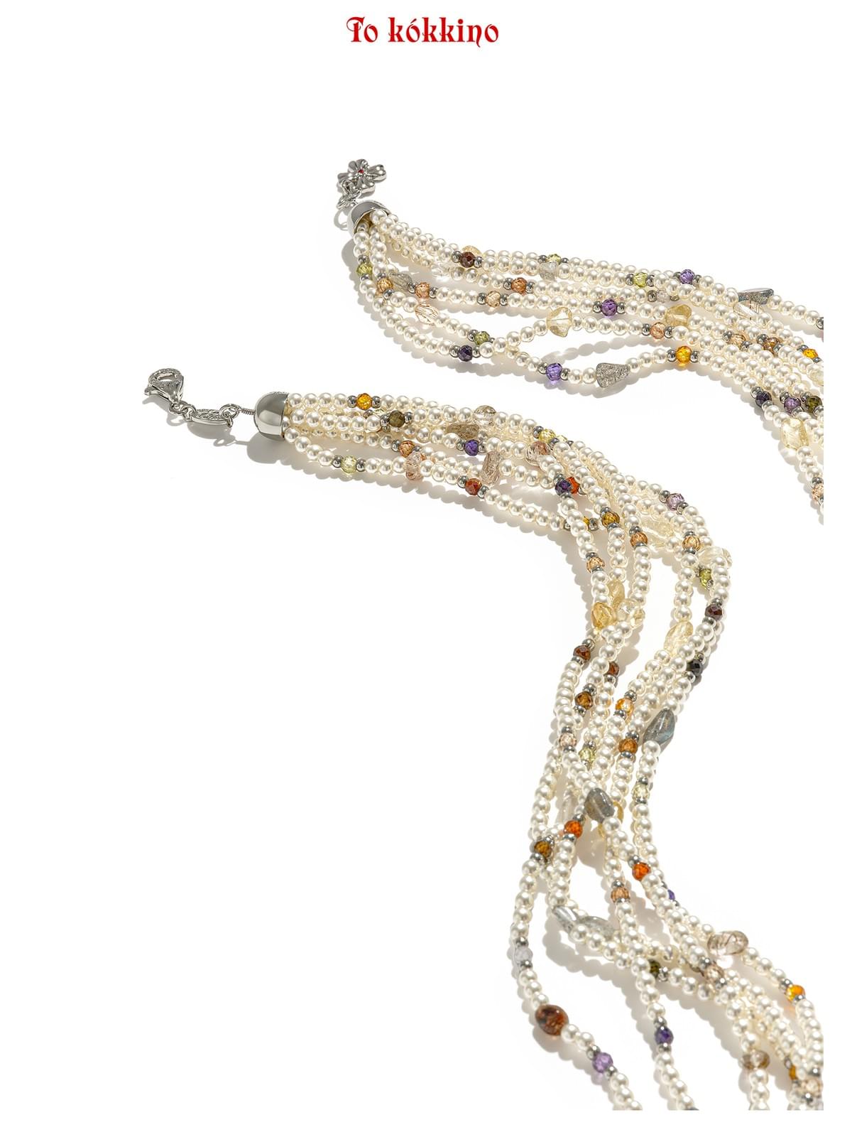 tokokkino*「Wildness」Multi-layered Dainty Pearl and Gemstone Necklace Set