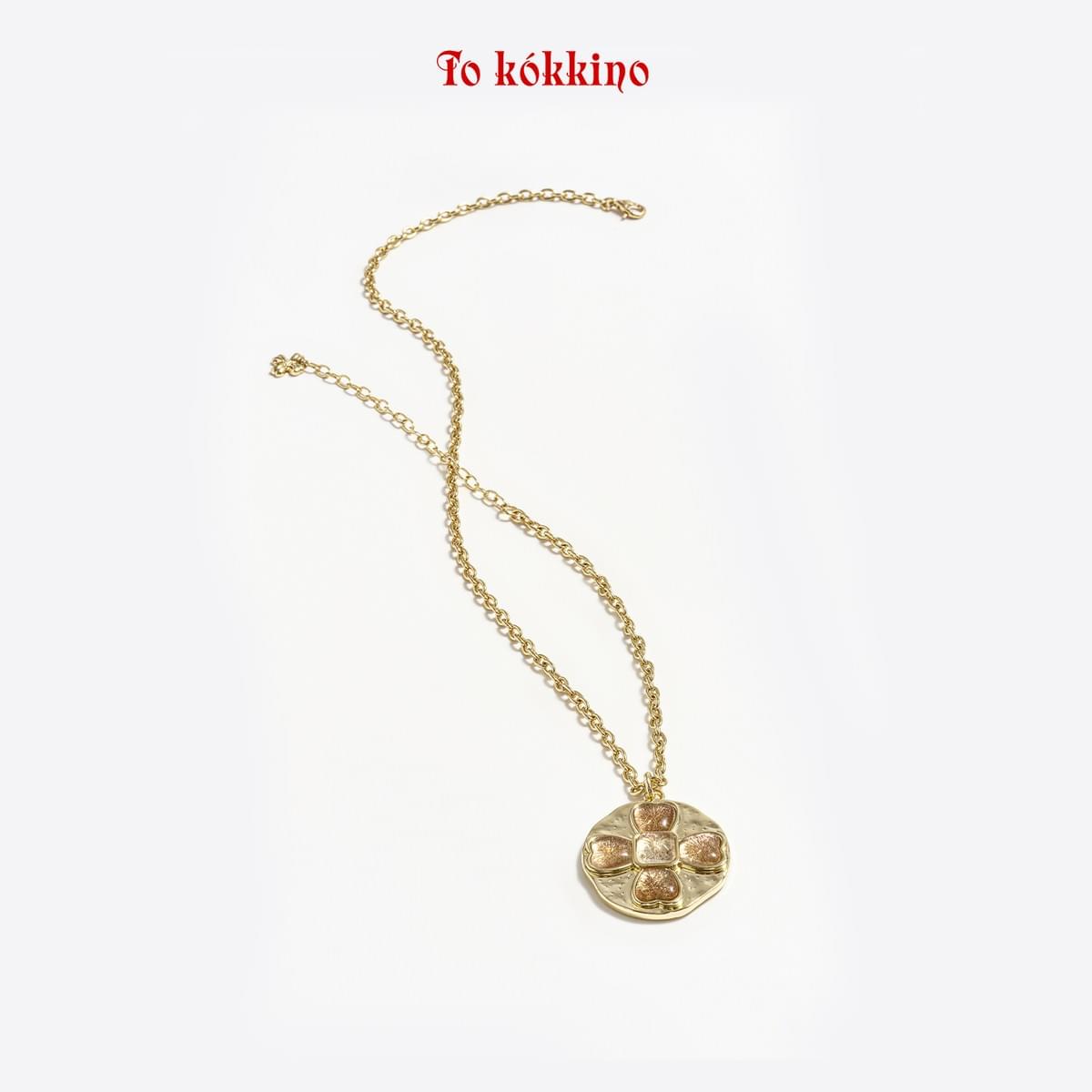 tokokkino* Gold Sand Crystal Four-Sided Bowknot Necklace