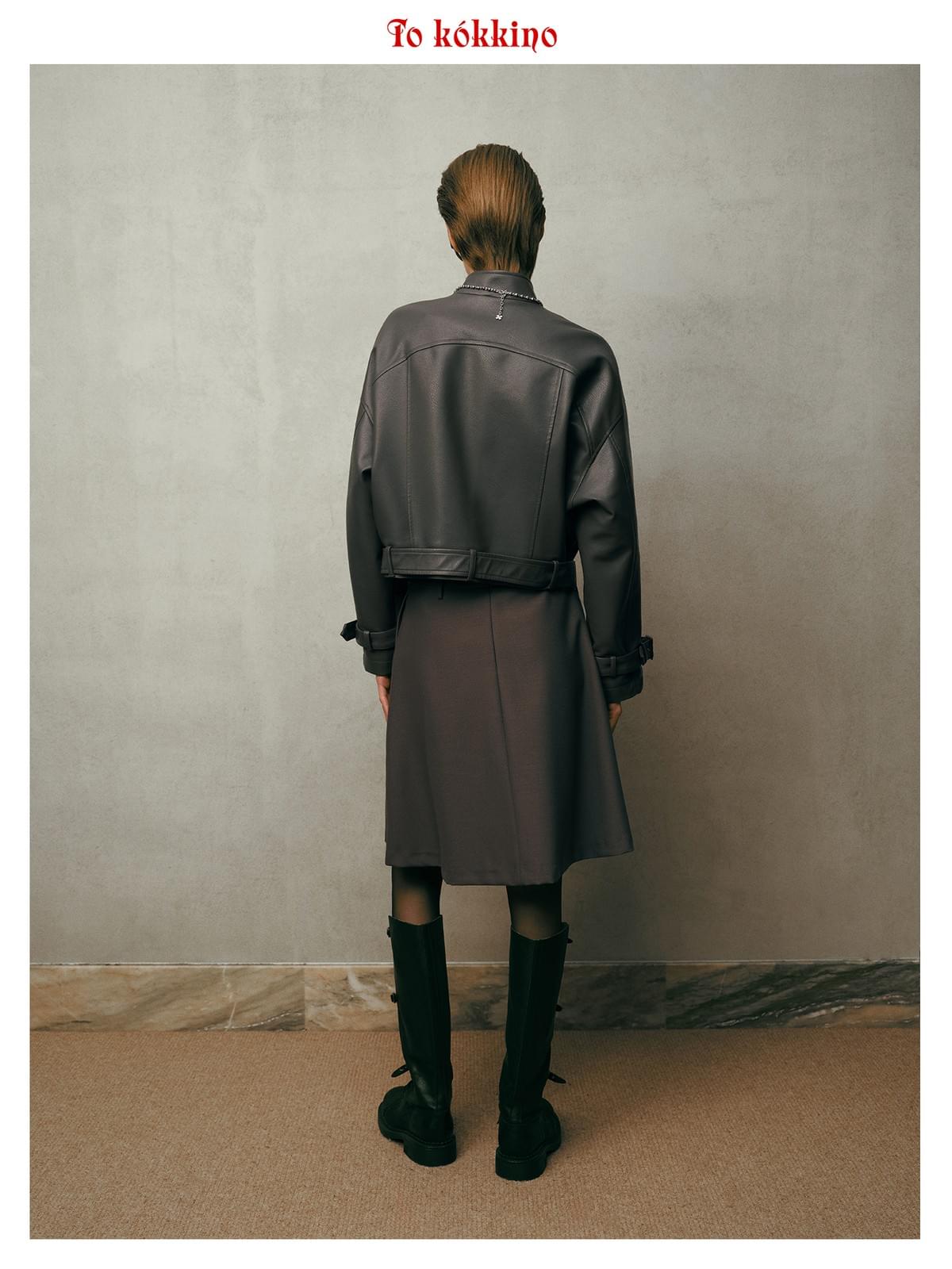 tokokkino* Wool Pleated Knee-Length Skirt
