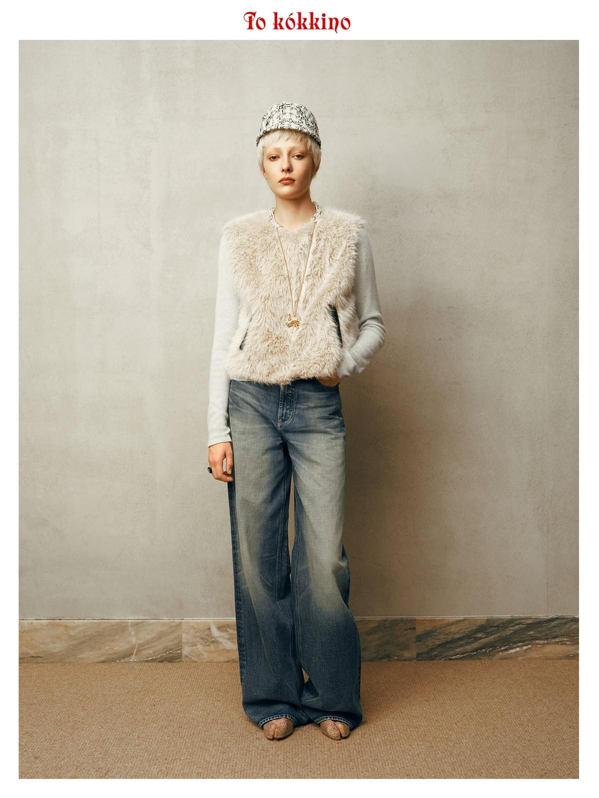 tokokkino* Ostrich Gemstone Long Necklace
