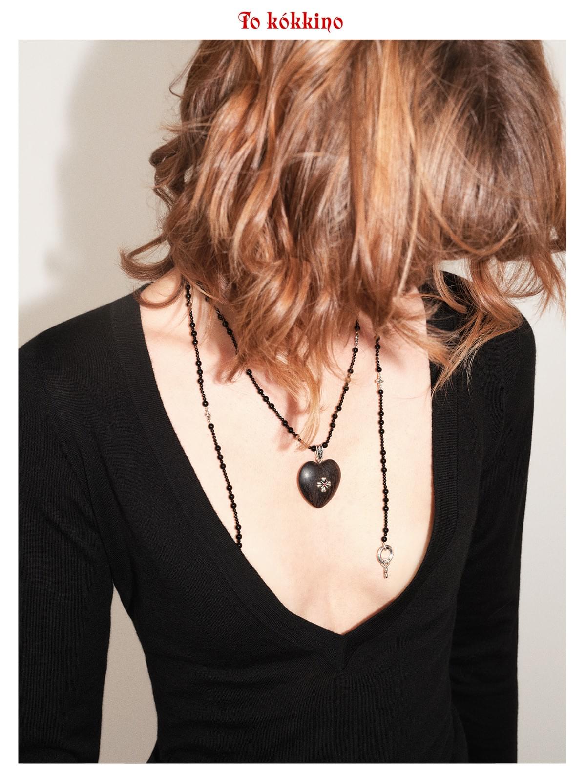 tokokkino*「Dark Series」Multi-way Wear Agate and Purple Gold Ebony Texture Long Necklace