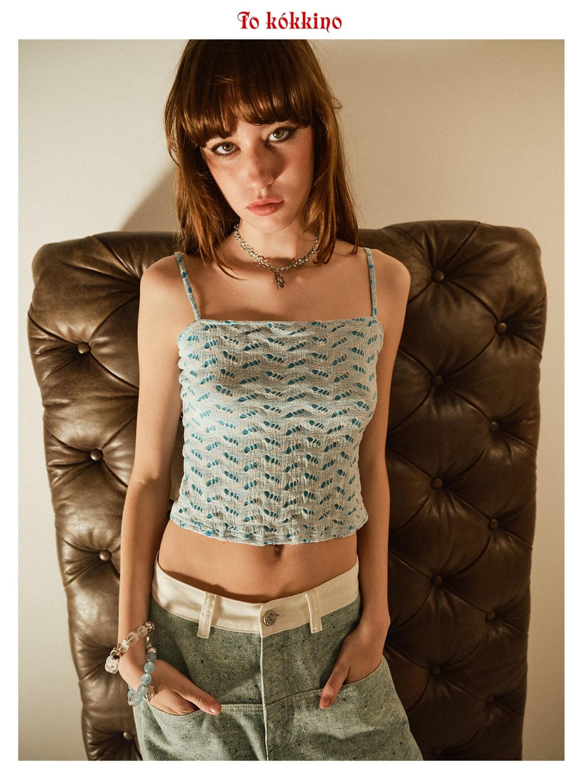tokokkino「Twin Waves」Blue Strapless Vest * Imported from Japan