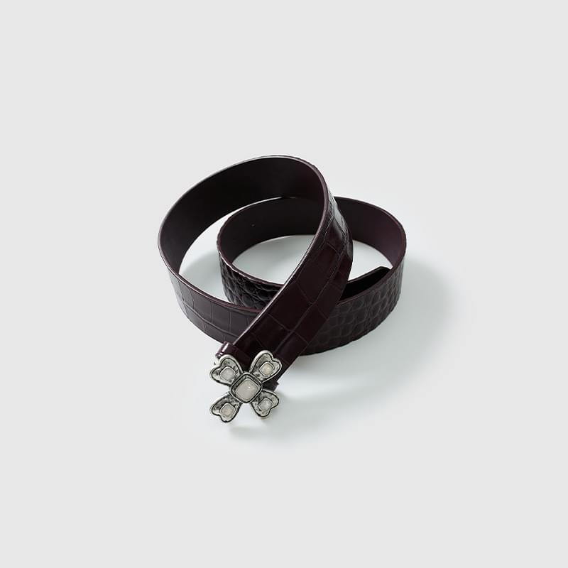 tokokkino* Eco-Friendly Crocodile Leather Four-Sided Bowknot Belt