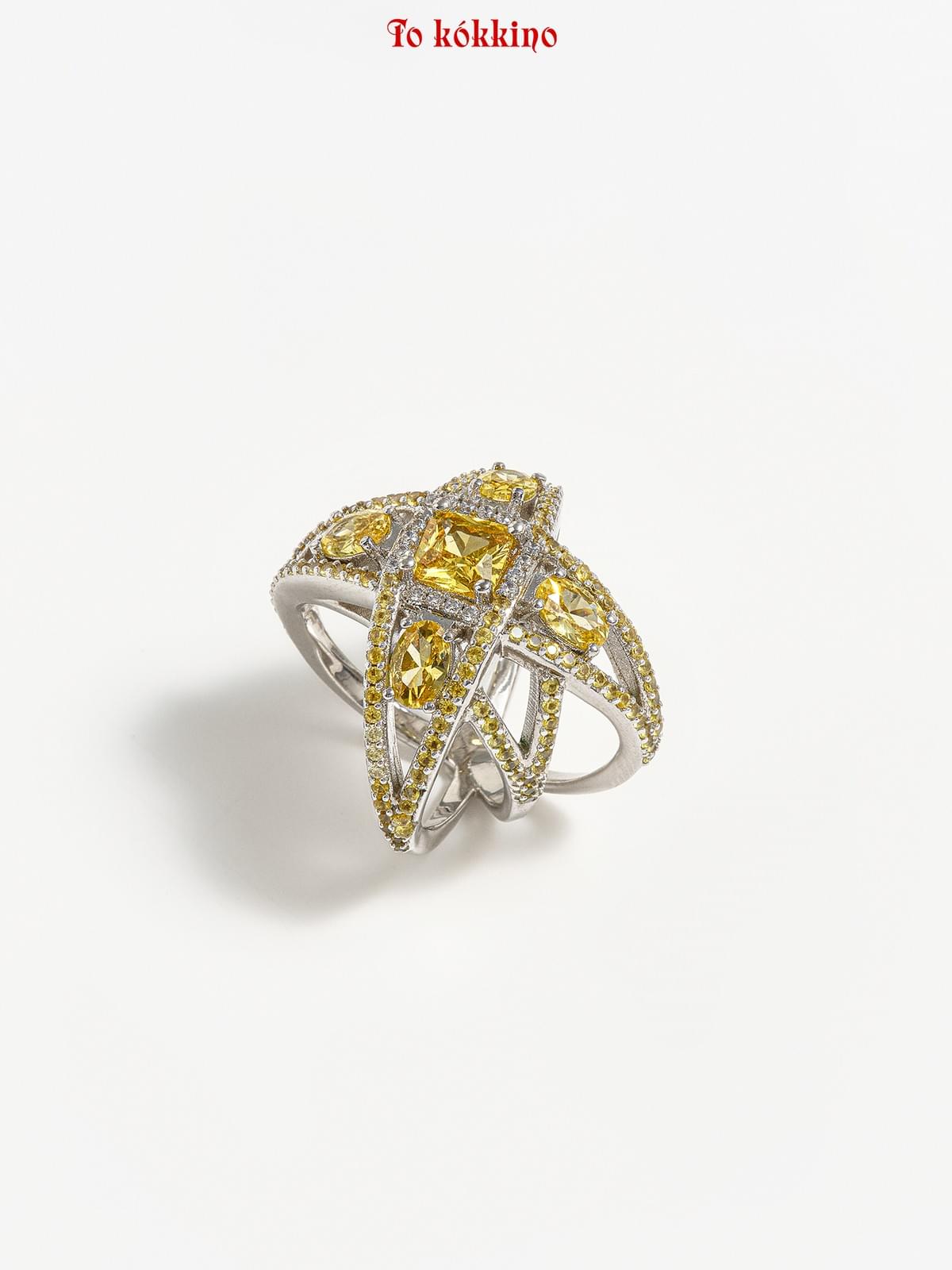 tokokkino* Yellow Sapphire Four-Sided Bowknot Ring