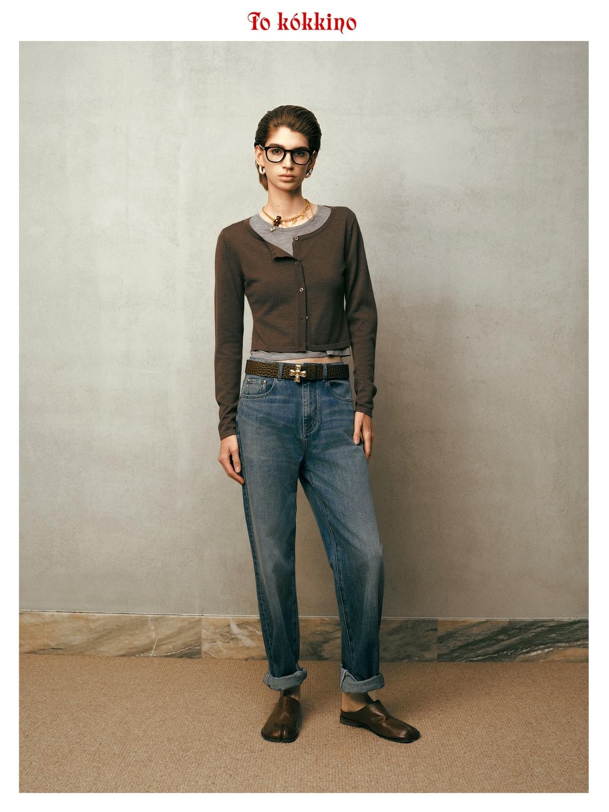 tokokkino* Mid-Rise Light Blue Cuffed Cropped Pants
