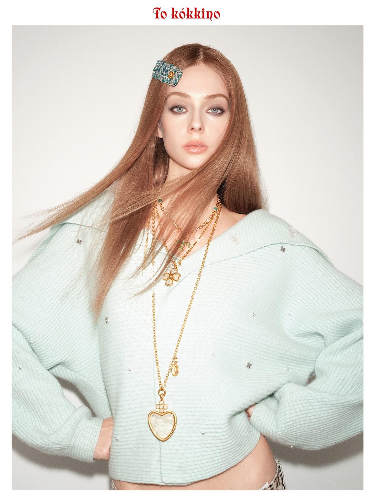 tokokkino*「Blue Pearl」 Lake Blue Pearl Cashmere Sweater