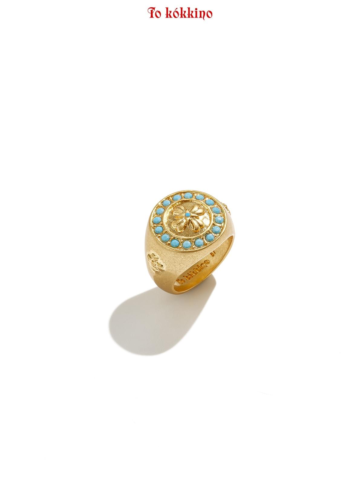 tokokkino*「Curved Wildness」Arc-shaped Turquoise Ring