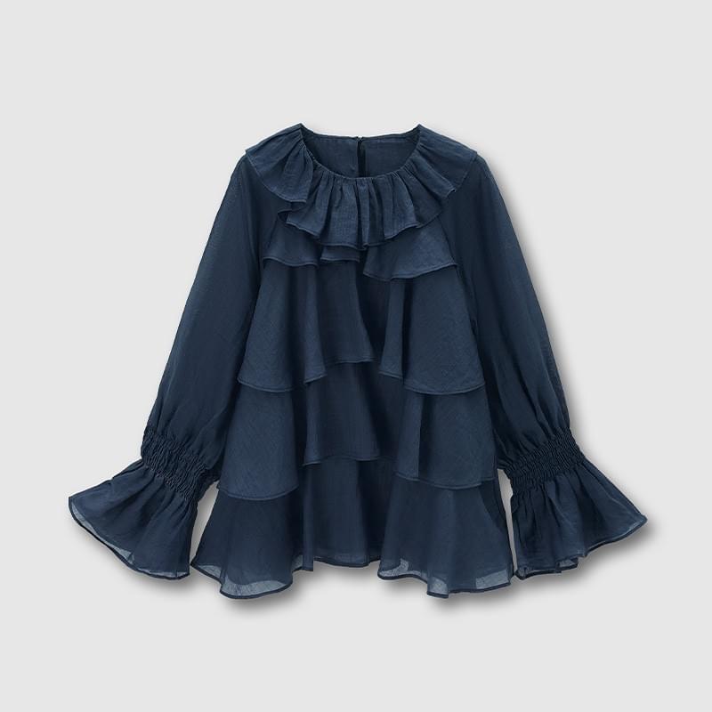 tokokkino「Flowing Bones」Ruffled Hem Ramie Top