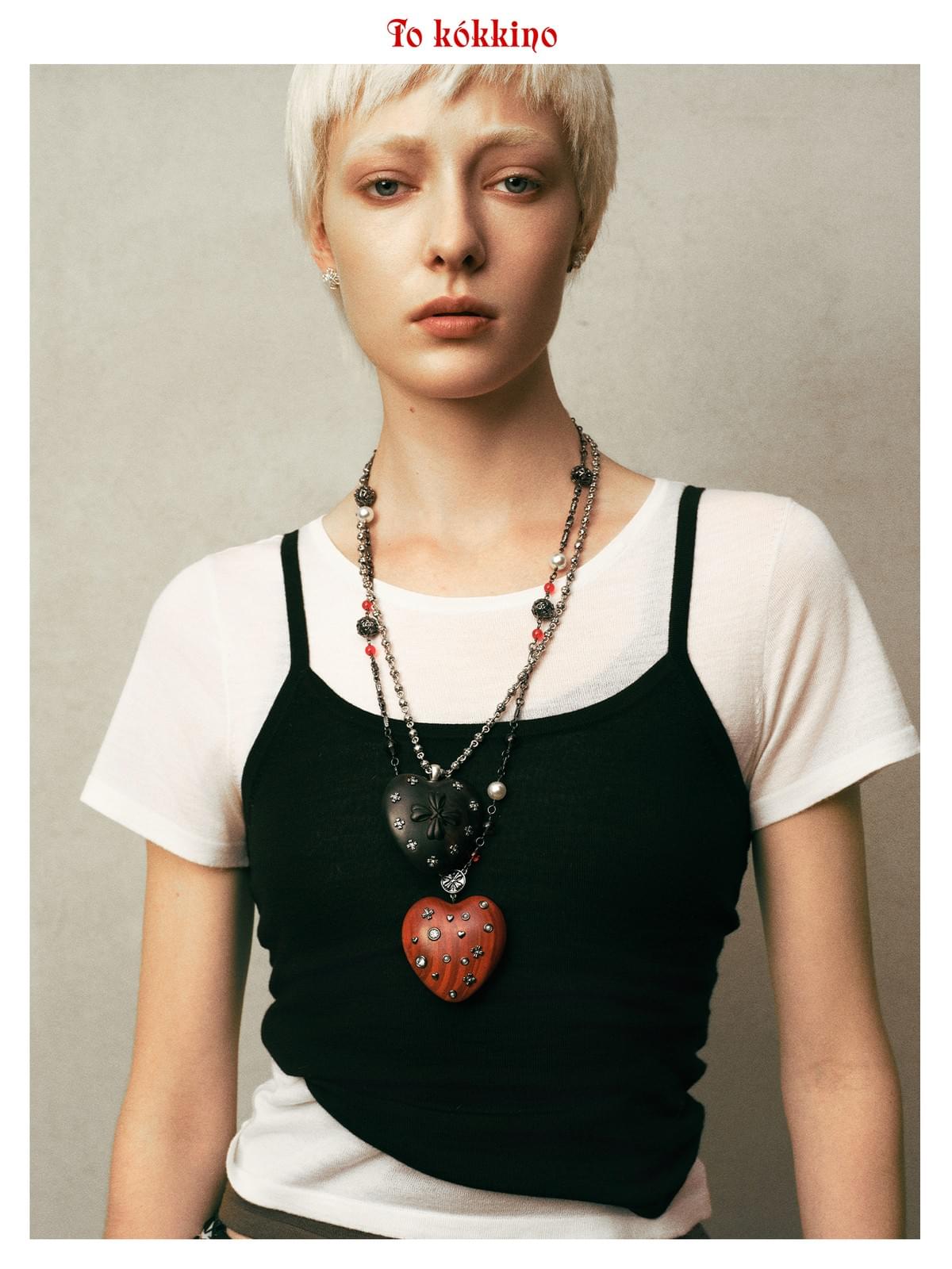 tokokkino* Starry Heart Wooden Necklace