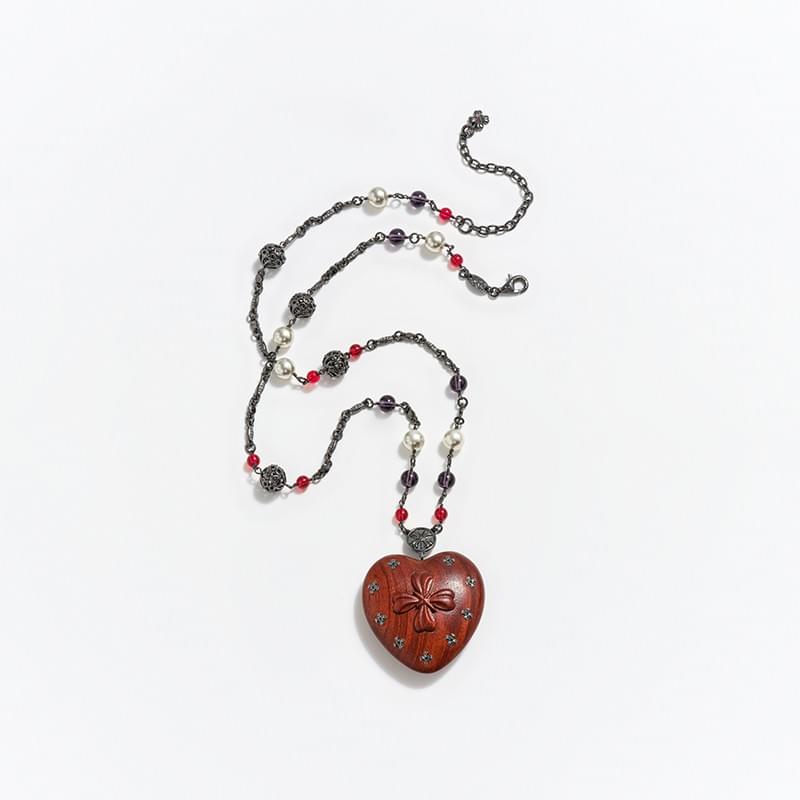 tokokkino* Starry Heart Wooden Necklace