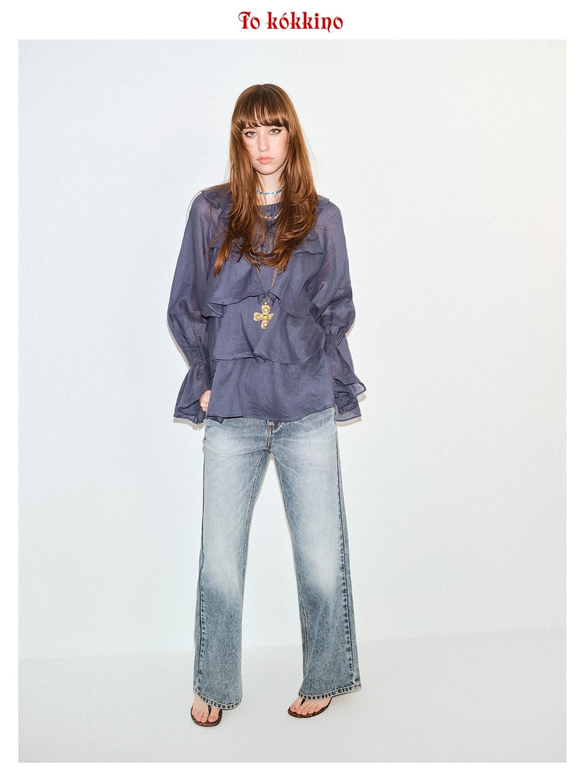 tokokkino「Flowing Bones」Ruffled Hem Ramie Top