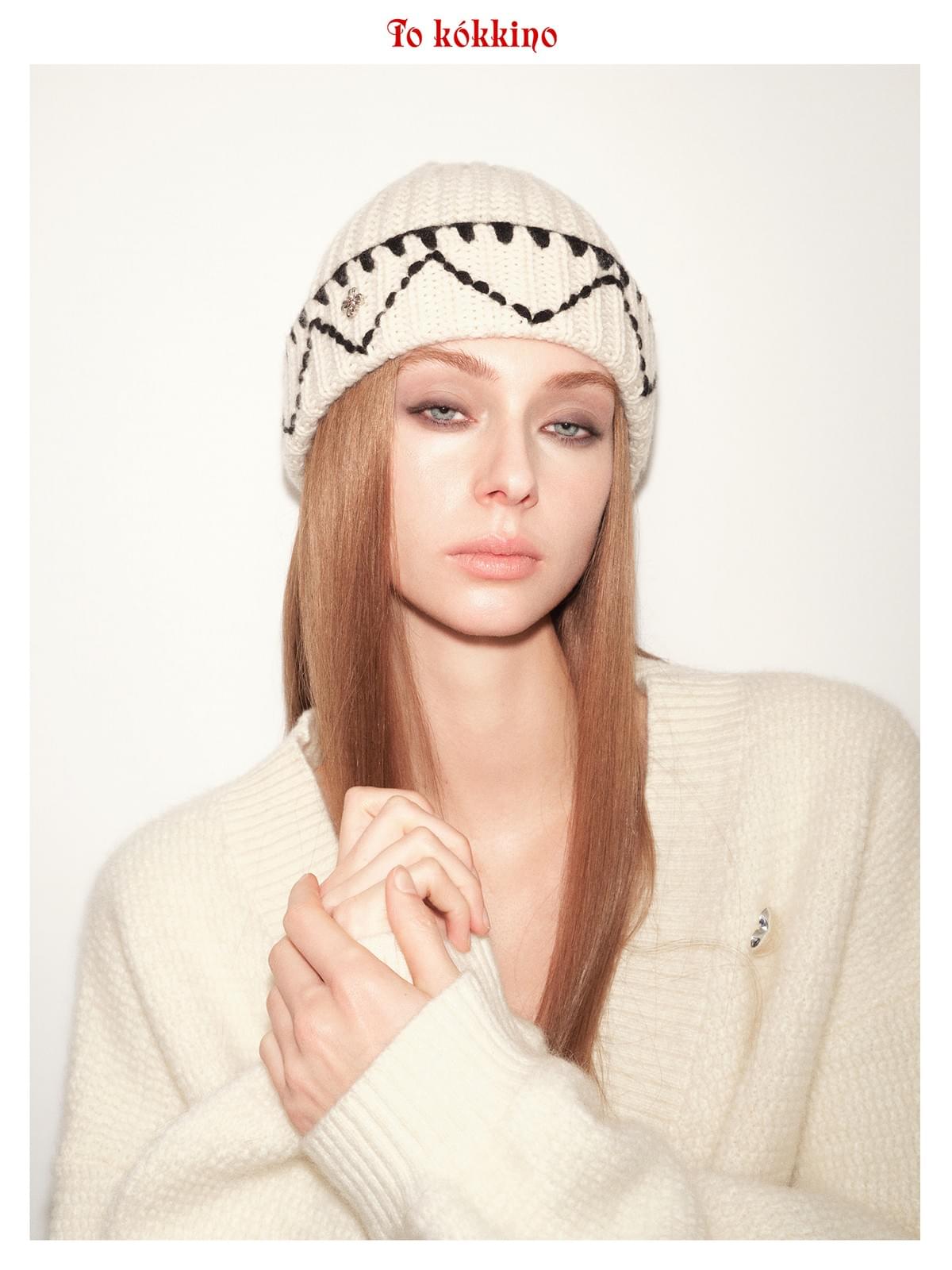 tokokkino*「Temperature-sensitive Stitching」 Embroidered Cuffed Beanie