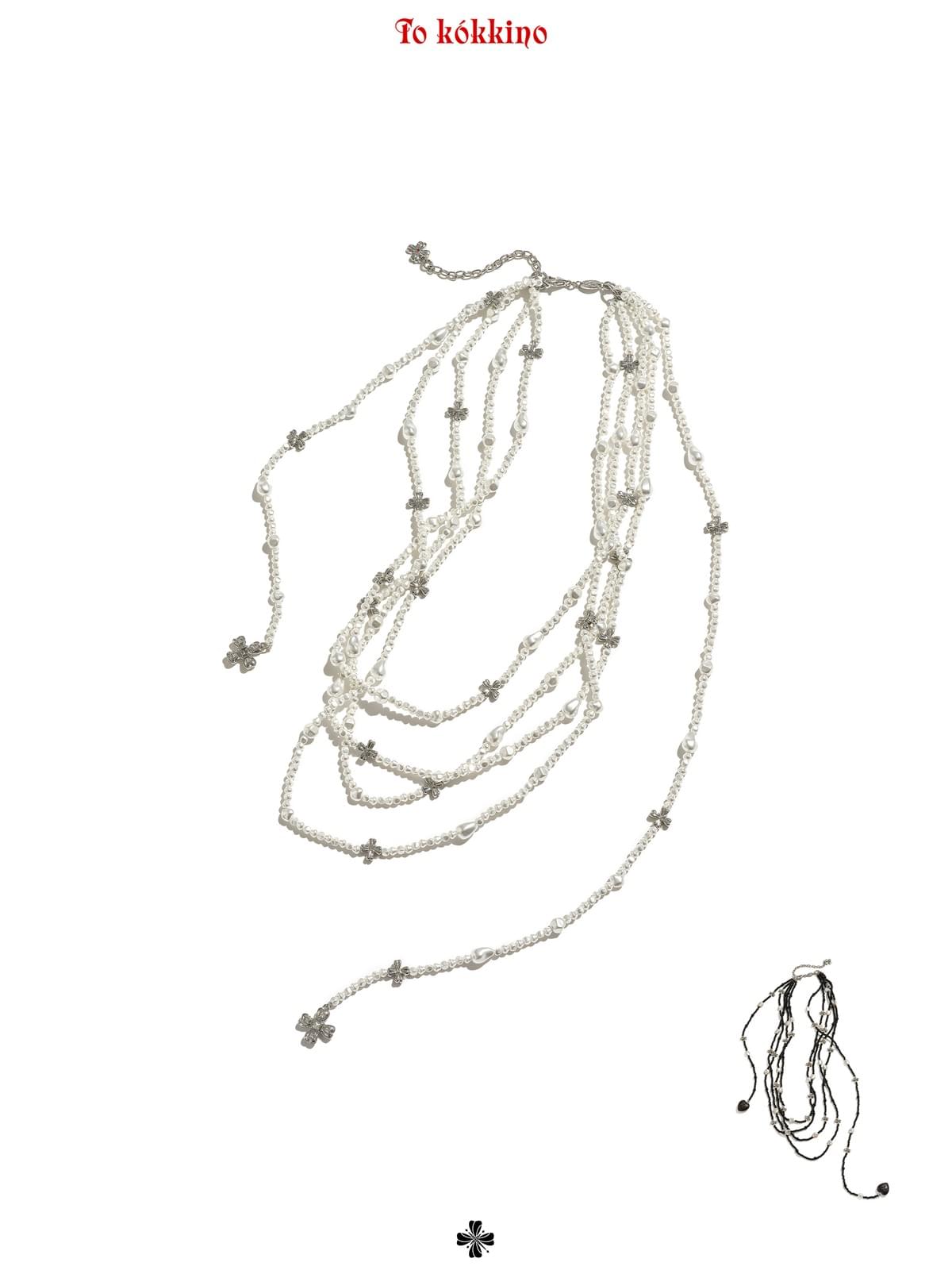 tokokkino*「Black-and-White Sequence」Black-and-White Two-tone Red Sandalwood Multi-layer Necklace