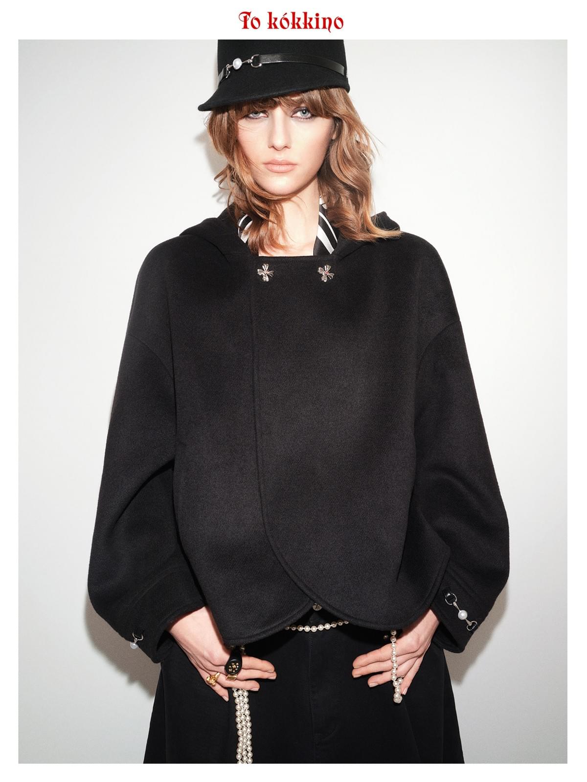 tokokkino*「Nocturnal Ode」 Black Tweed Cape Coat