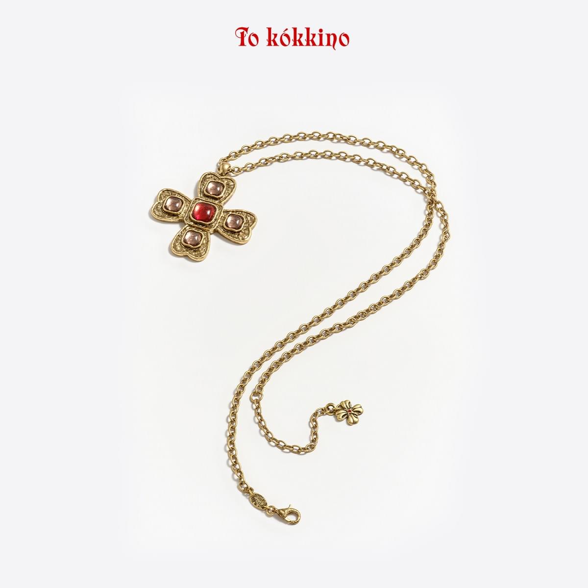 tokokkino* Purple-Red Four-Sided Bowknot Necklace