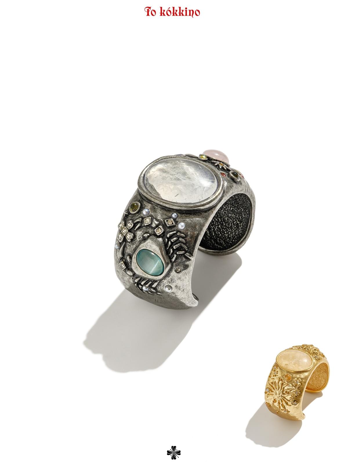 tokokkino*「Dual Celestial Bodies」Leo\Cancer Zodiac-themed Gem Wide Bracelet