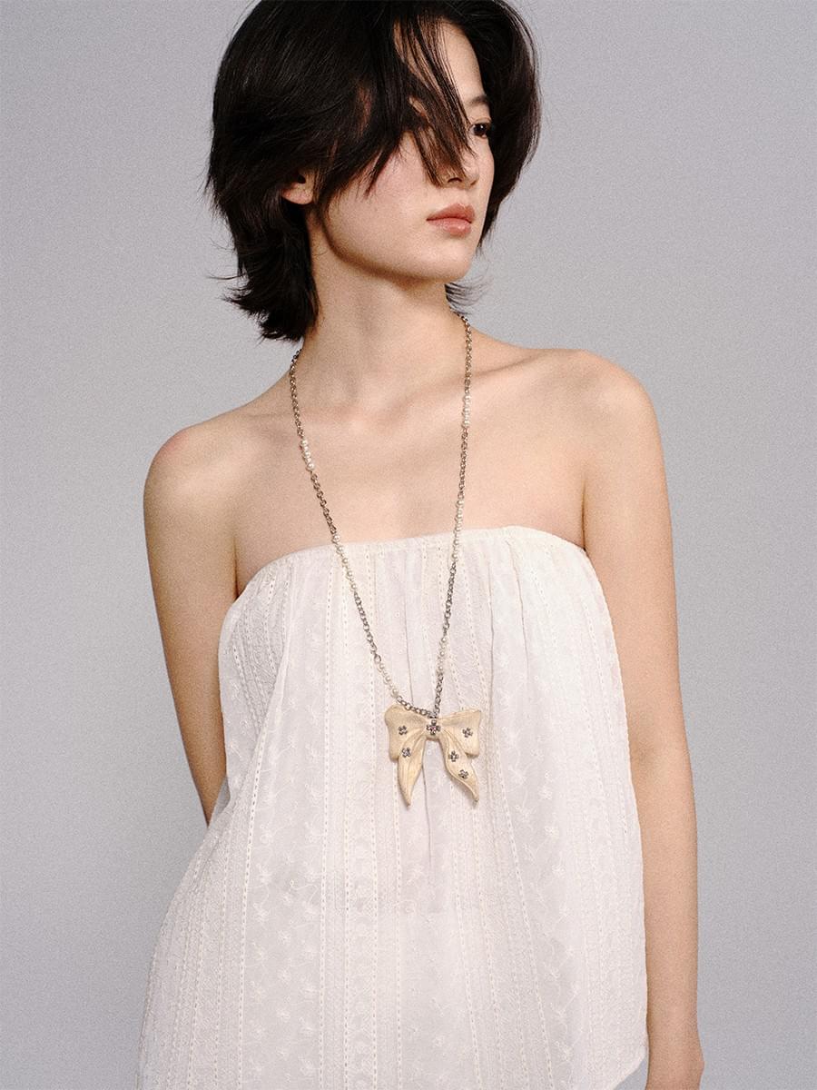 Tokokkino * long wooden bow LOGO necklace