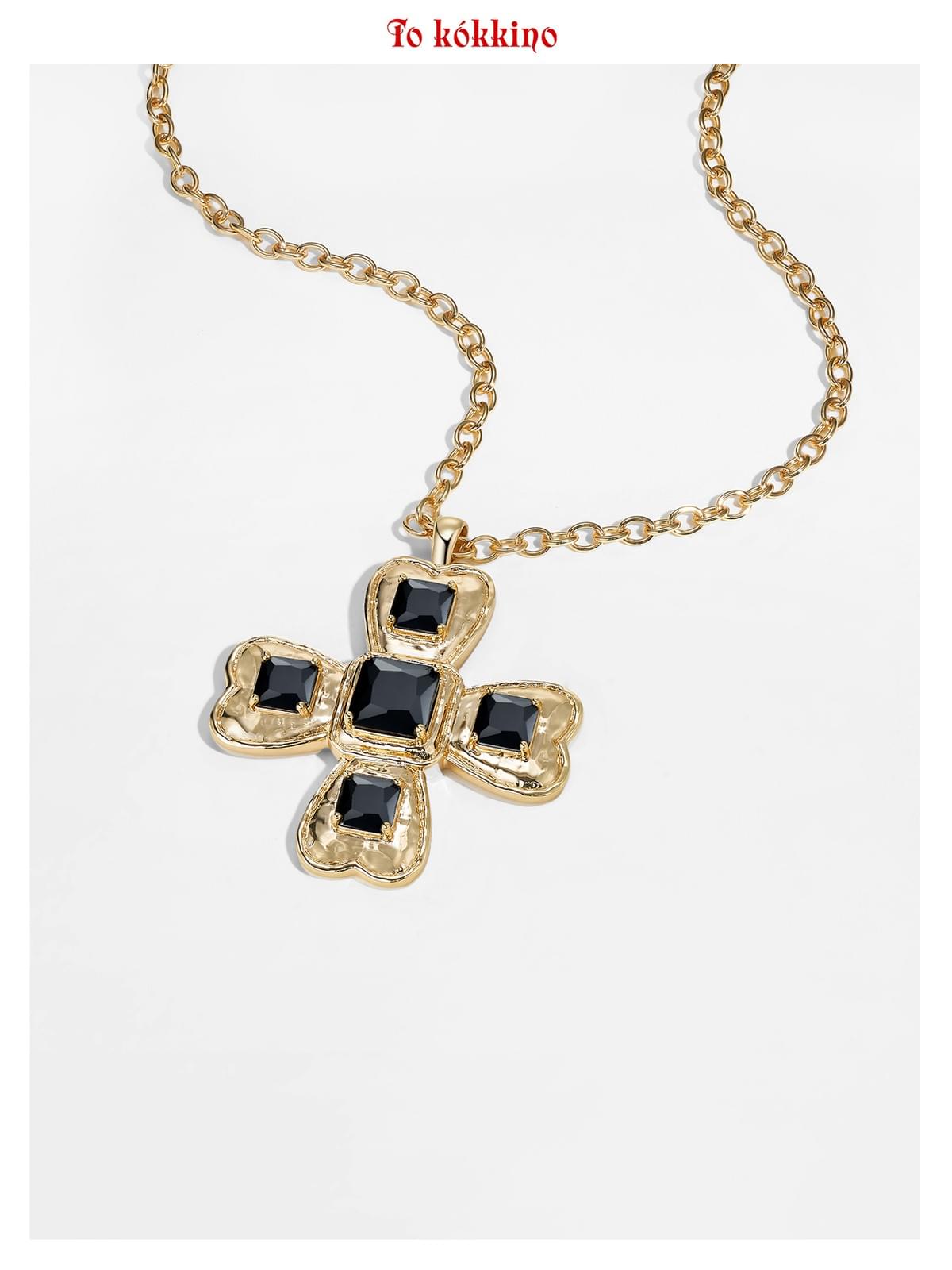 tokokkino* Black Zircon Classic Four-Sided Bowknot Necklace