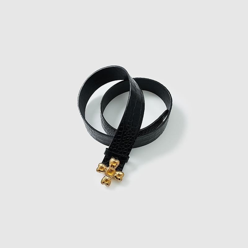 tokokkino* Eco-Friendly Crocodile Leather Four-Sided Bowknot Belt