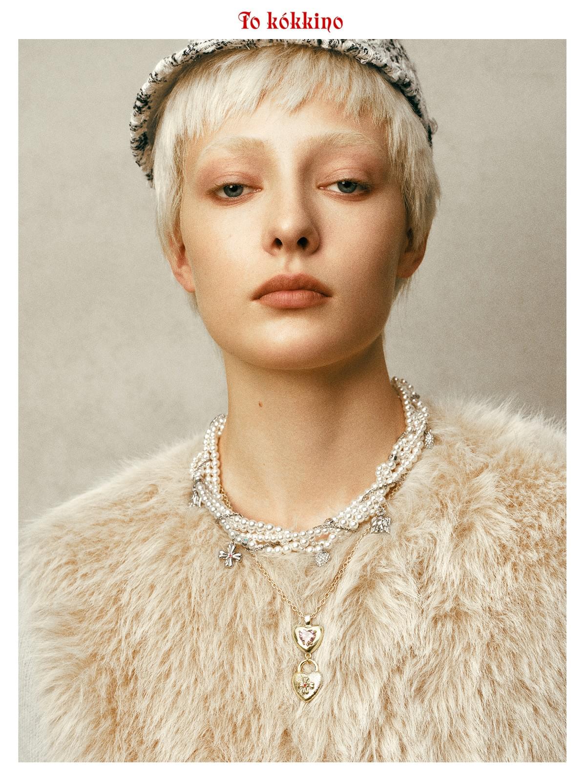 tokokkino* Pearl Bear Wrap Necklace