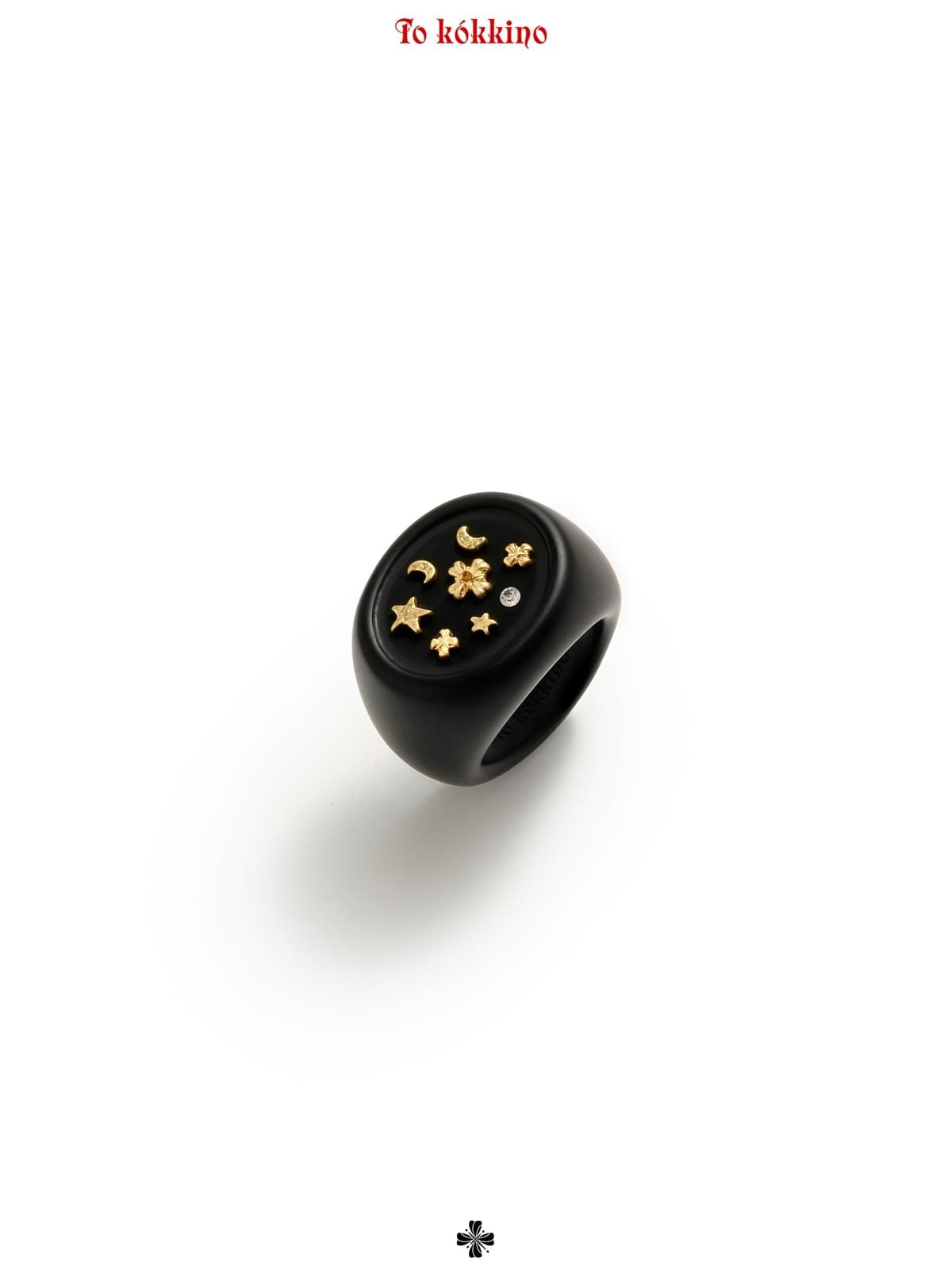 tokokkino*「Golden Sea」Metal and Purple Gold Ebony Ring