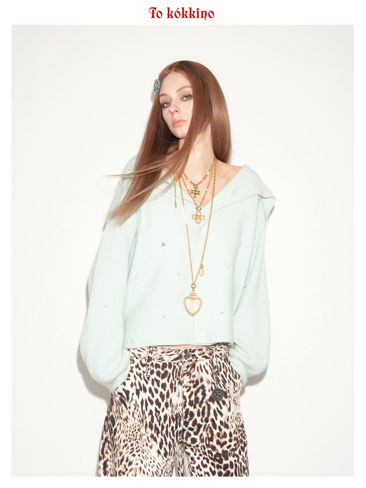 tokokkino*「Green Shadow」Chrysoberyl Cat's Eye Bowknot Flower Necklace