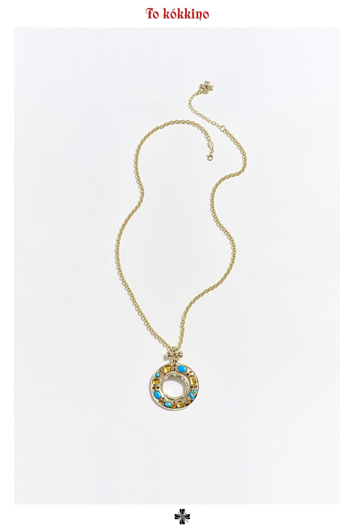 tokokkino* Irregular Gemstone Circle Necklace