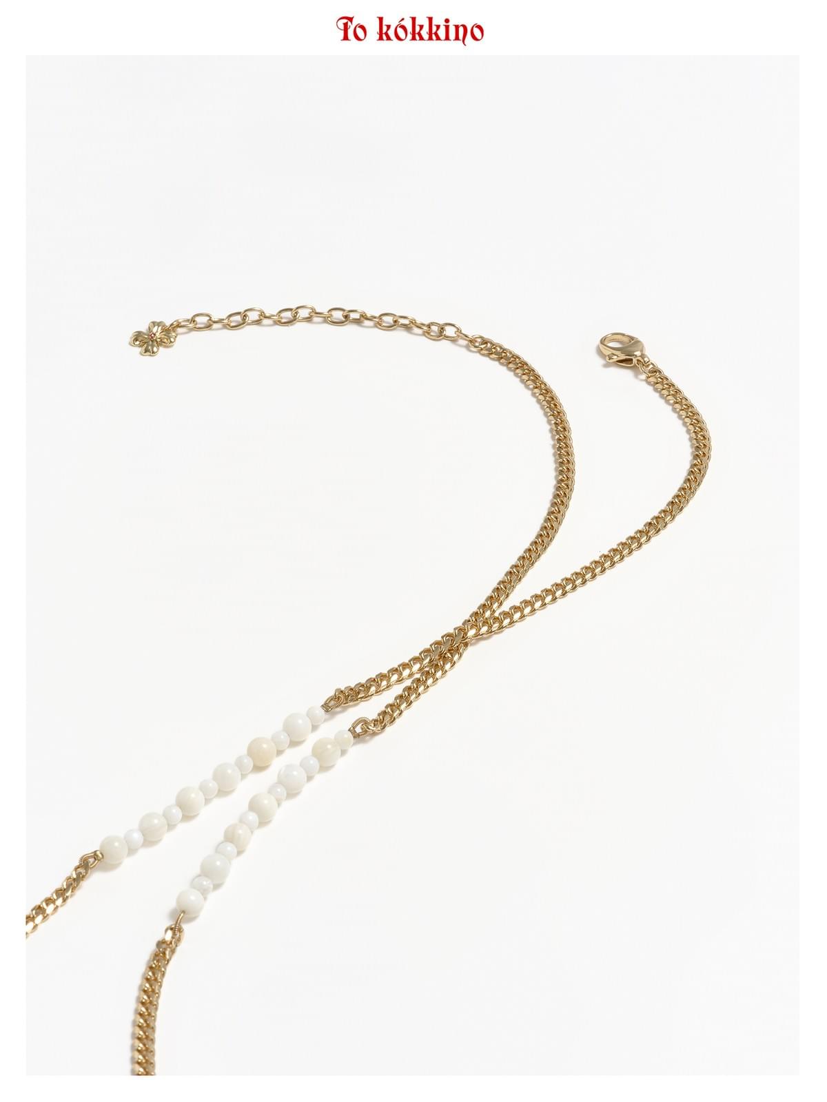 tokokkino* Wooden Angel Pearl Bear Necklace