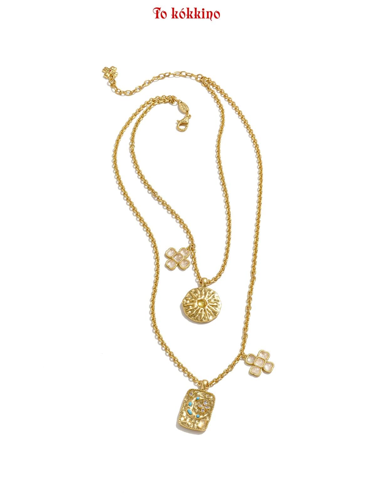 tokokkino*「Sun and Moon」Minimalist Multi-pendant Gemstone Necklace