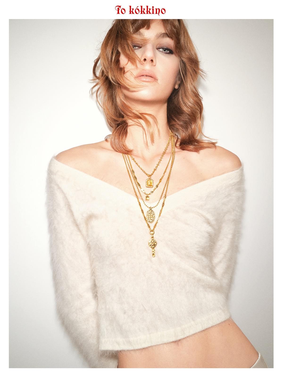 tokokkino*「Basic Soft White」 Dual-wear White V-neck Sweater